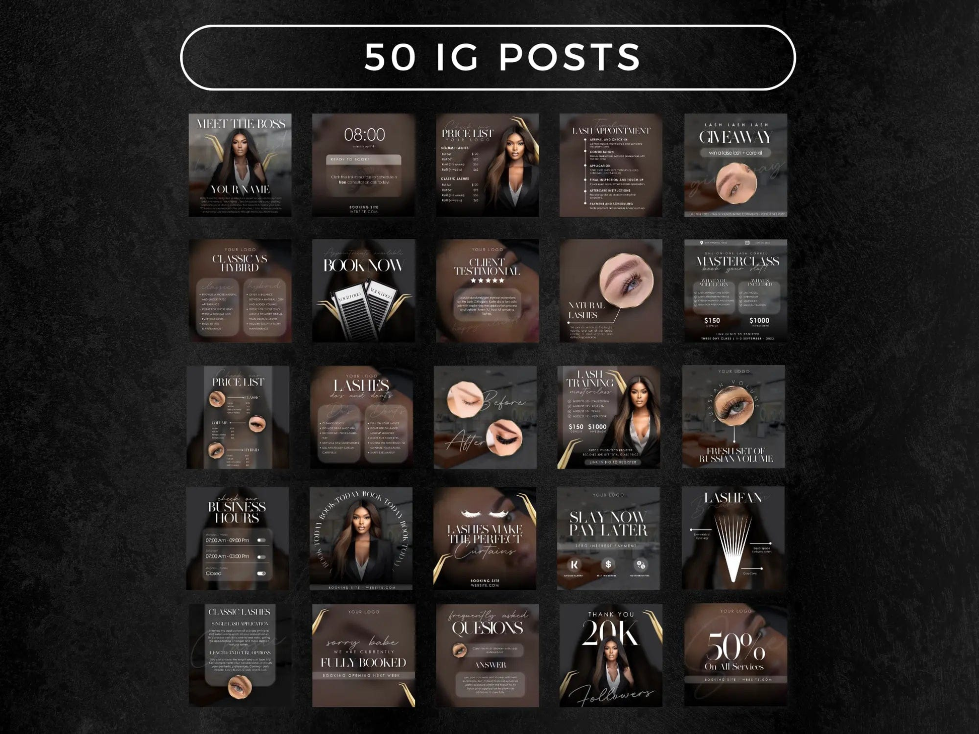 Minimal Black Lash Tech Instagram Kit - Shaima Studio