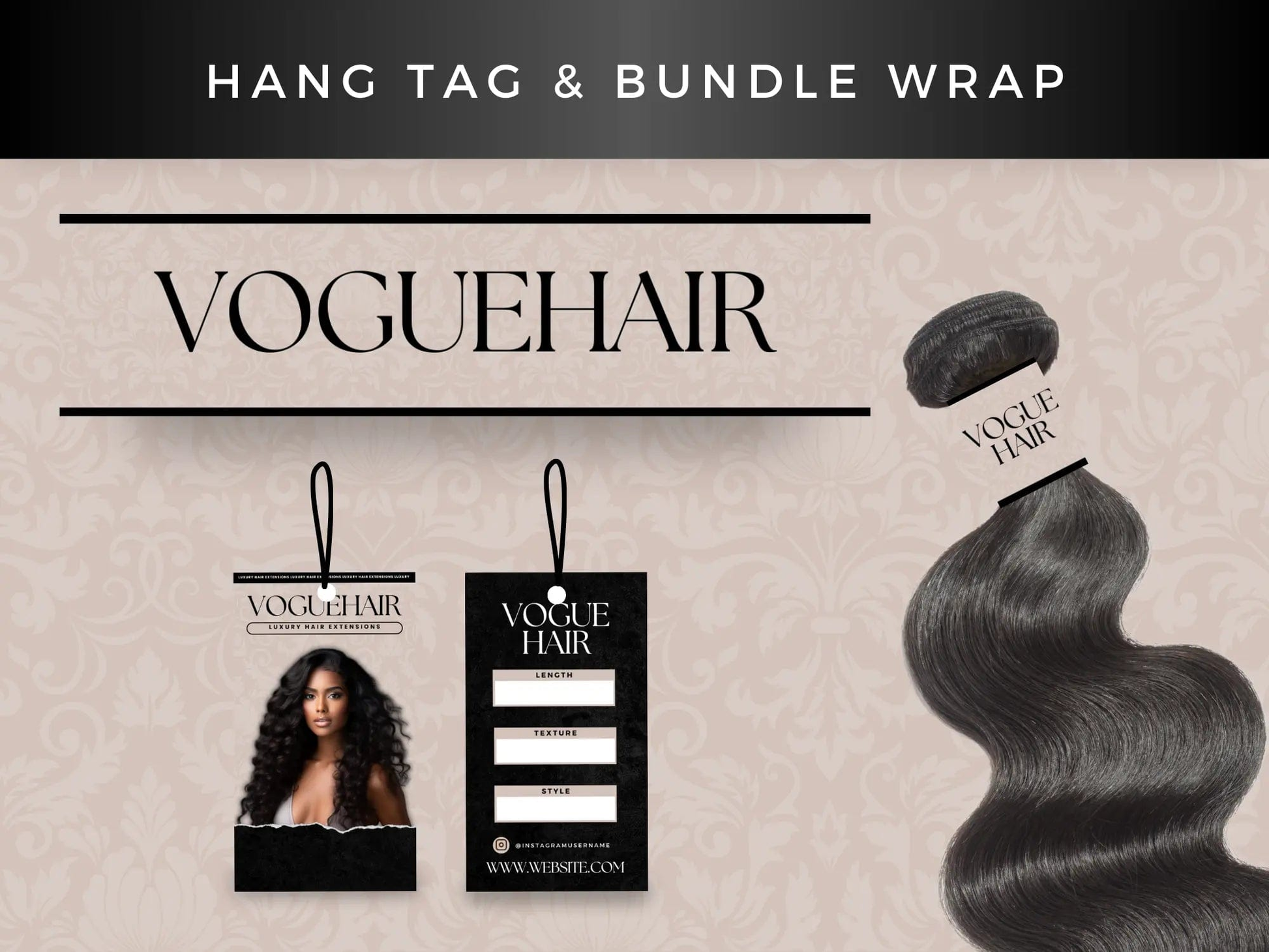 Beige Luxury Hair Branding Kit - Shaima Studio