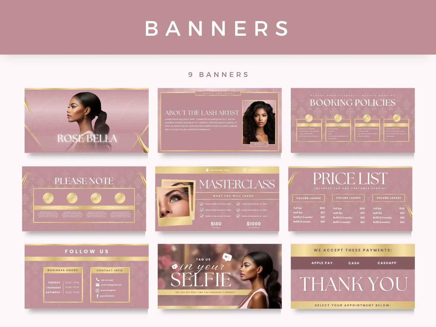 Rose Gold Lash Tech Acuity Scheduling Site - Shaima Studio