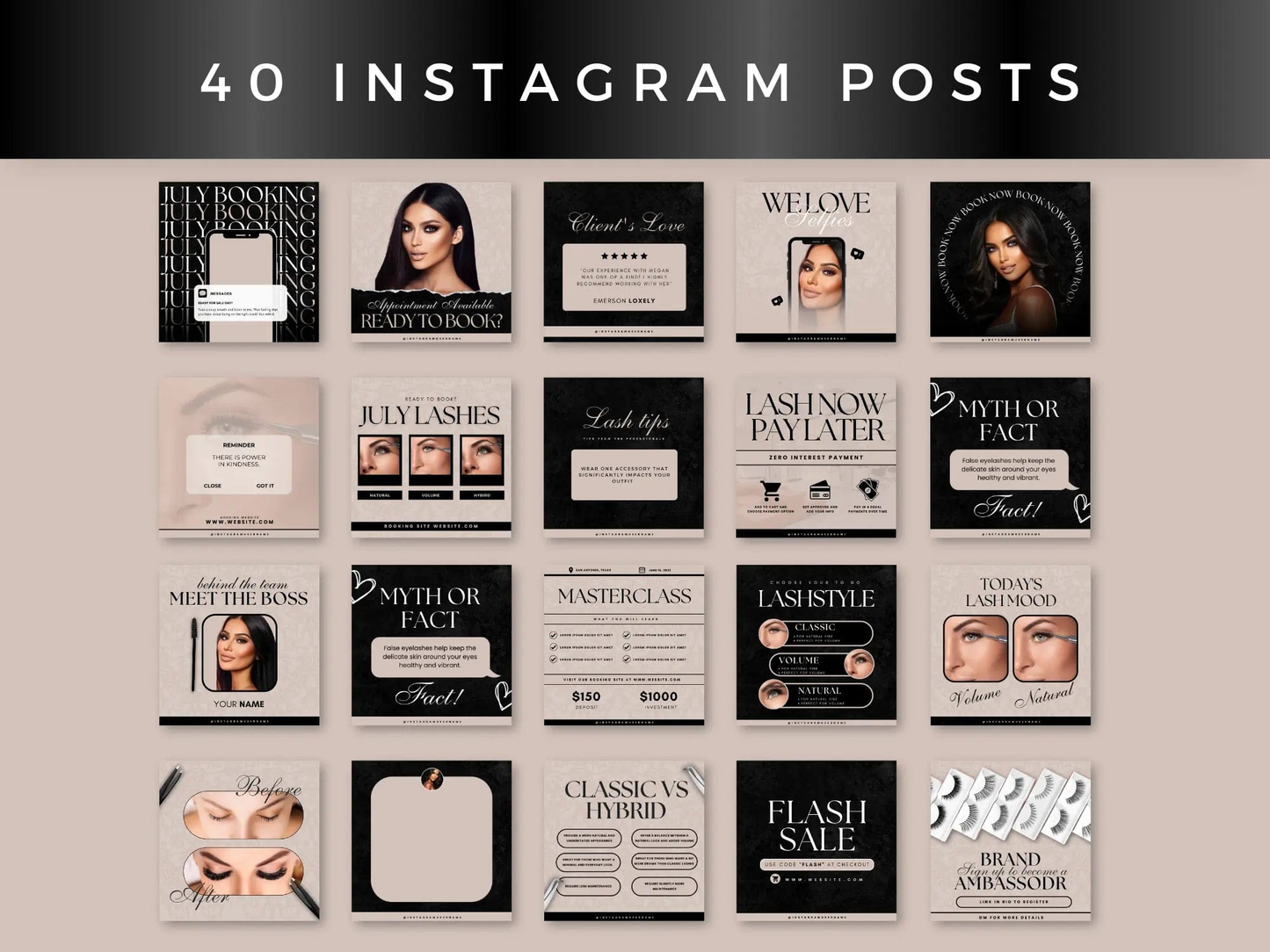 Beige & Black Lash Tech Instagram Kit - Shaima Studio