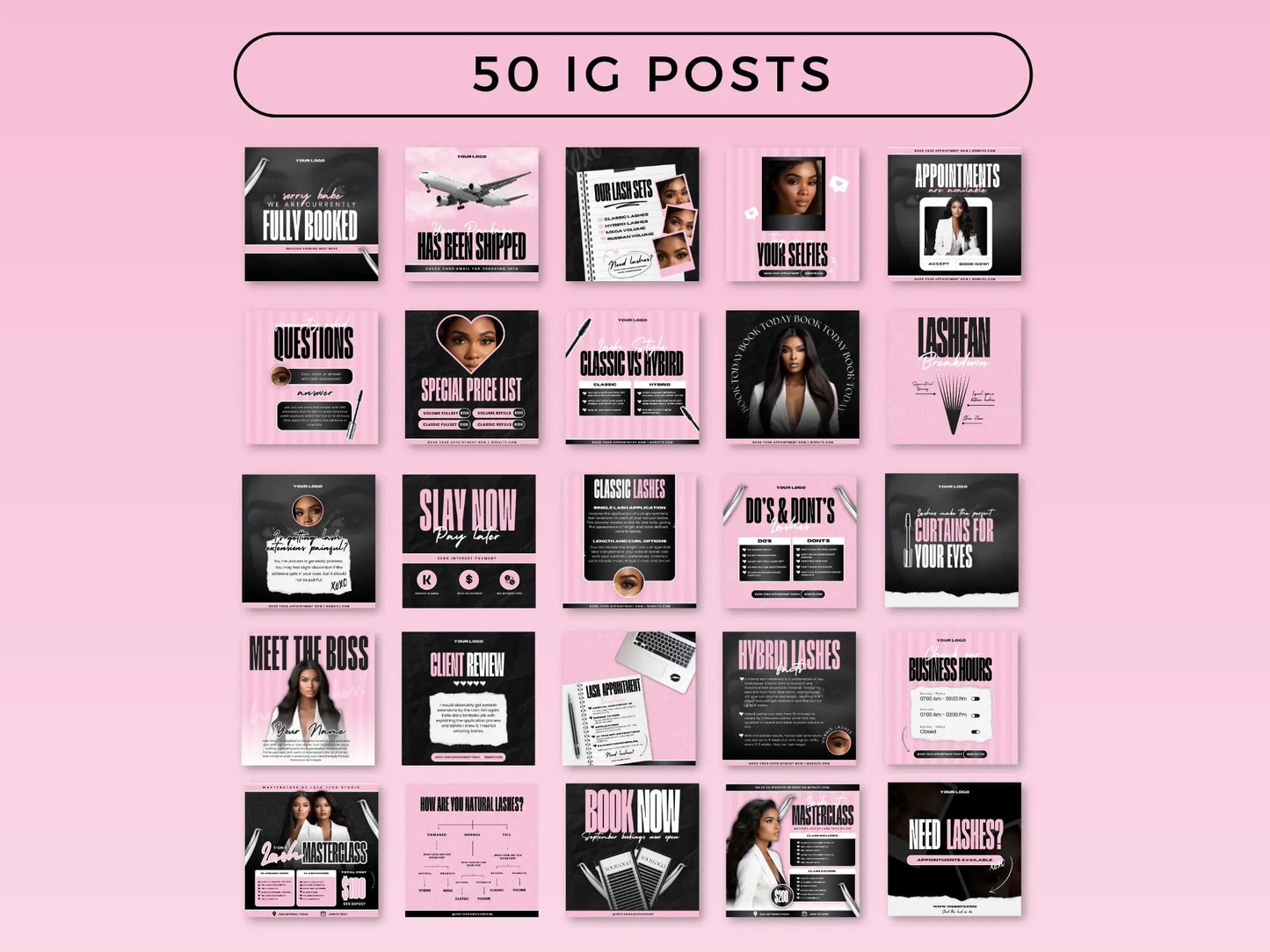 Pink Lash Tech Instagram Kit - Shaima Studio