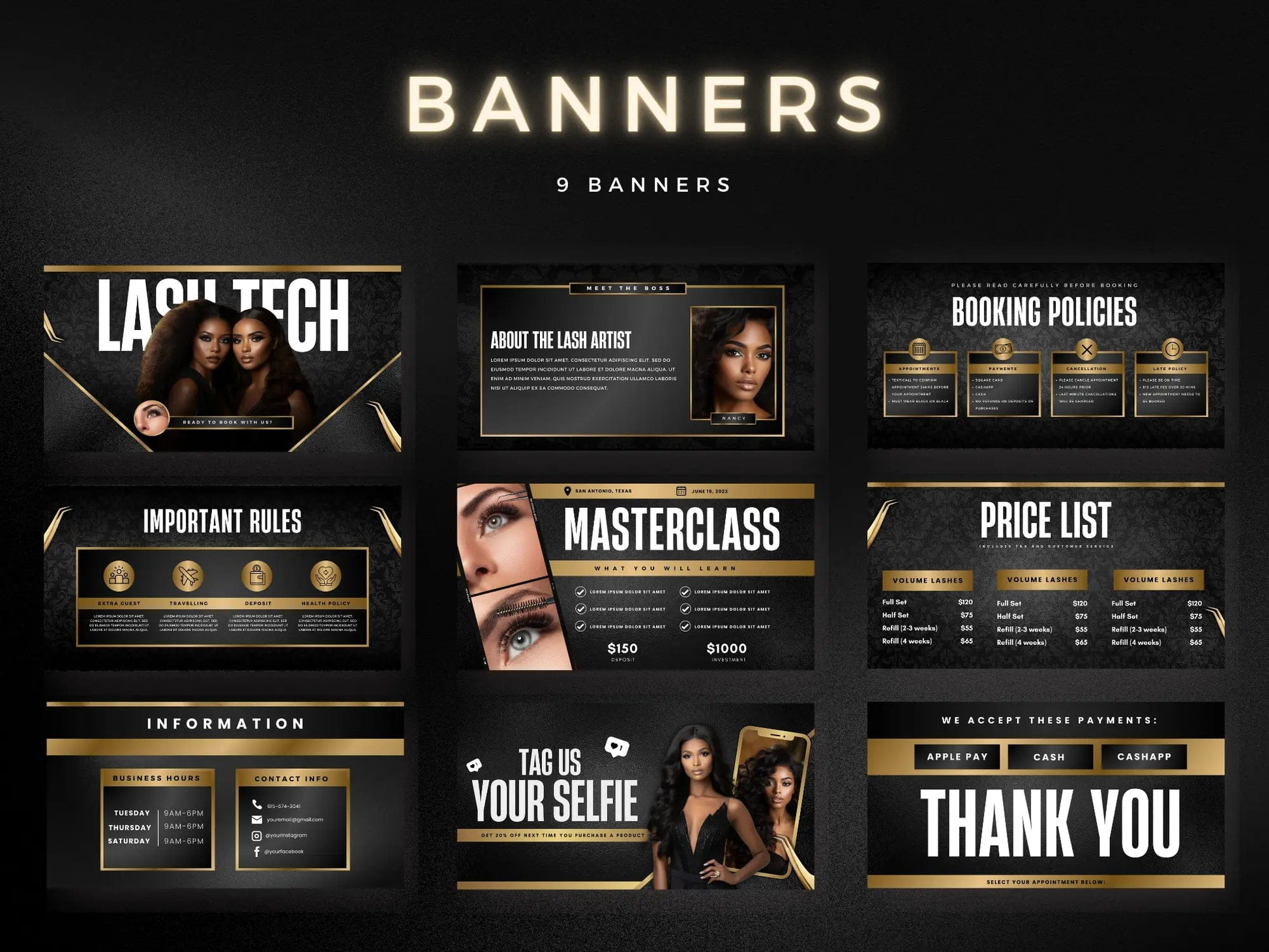 Gold Lash Tech Acuity Scheduling Site - Shaima Studio