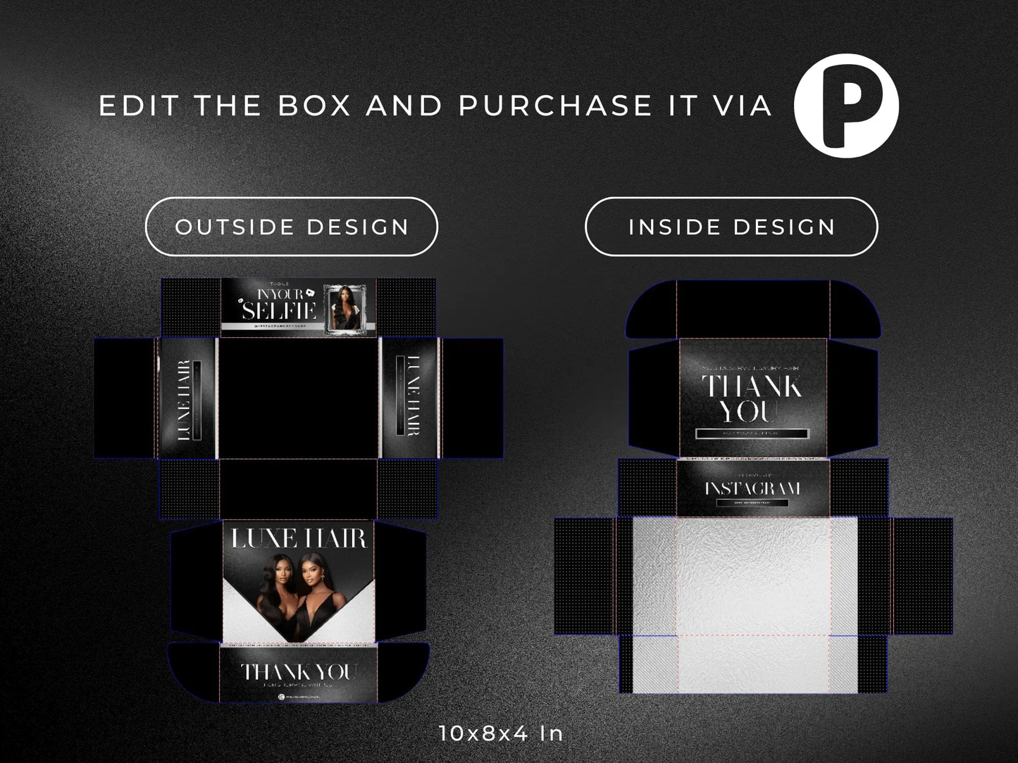 Silver Black Wig Mailer Box - Shaima Studio