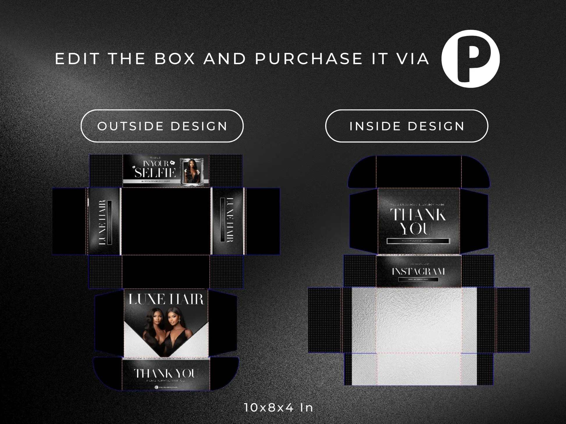 Silver Black Wig Mailer Box - Shaima Studio