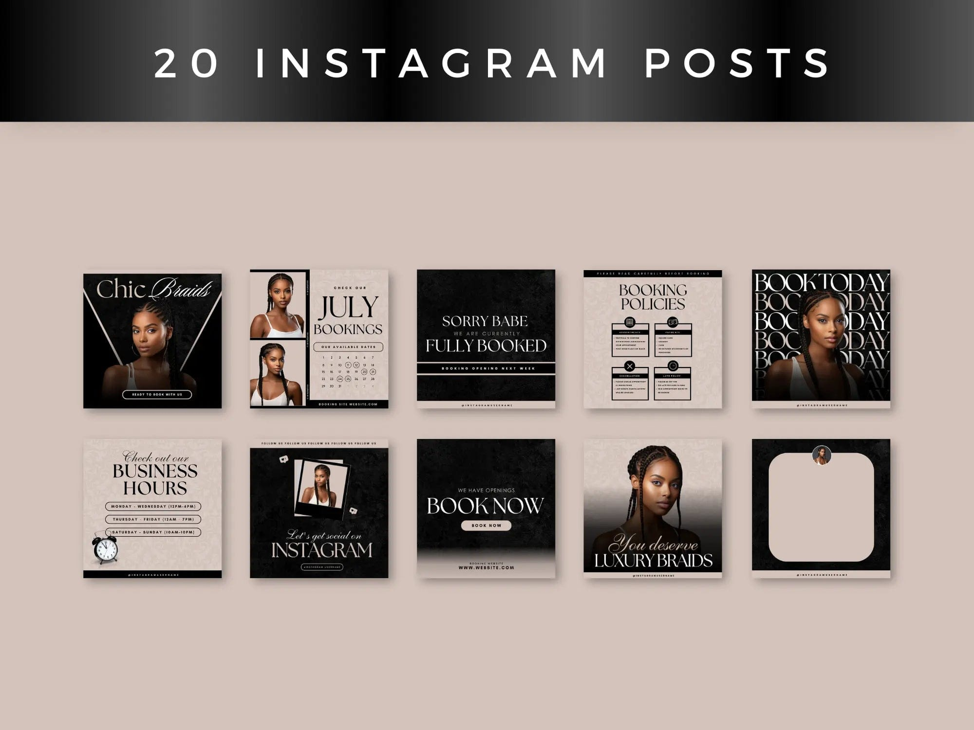 Beige Braiding Instagram Kit - Shaima Studio