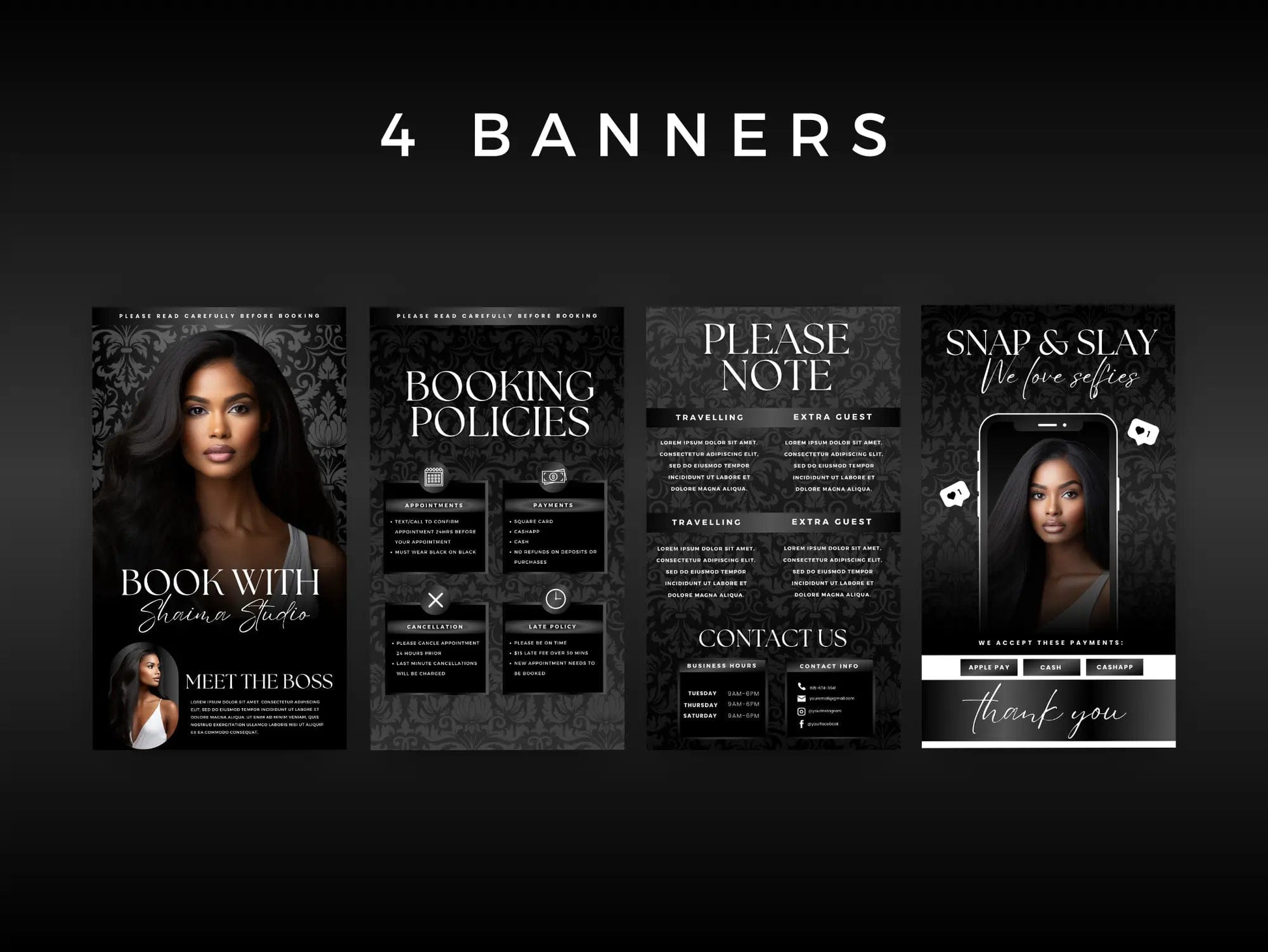 Black Classy Acuity Scheduling Template - Shaima Studio