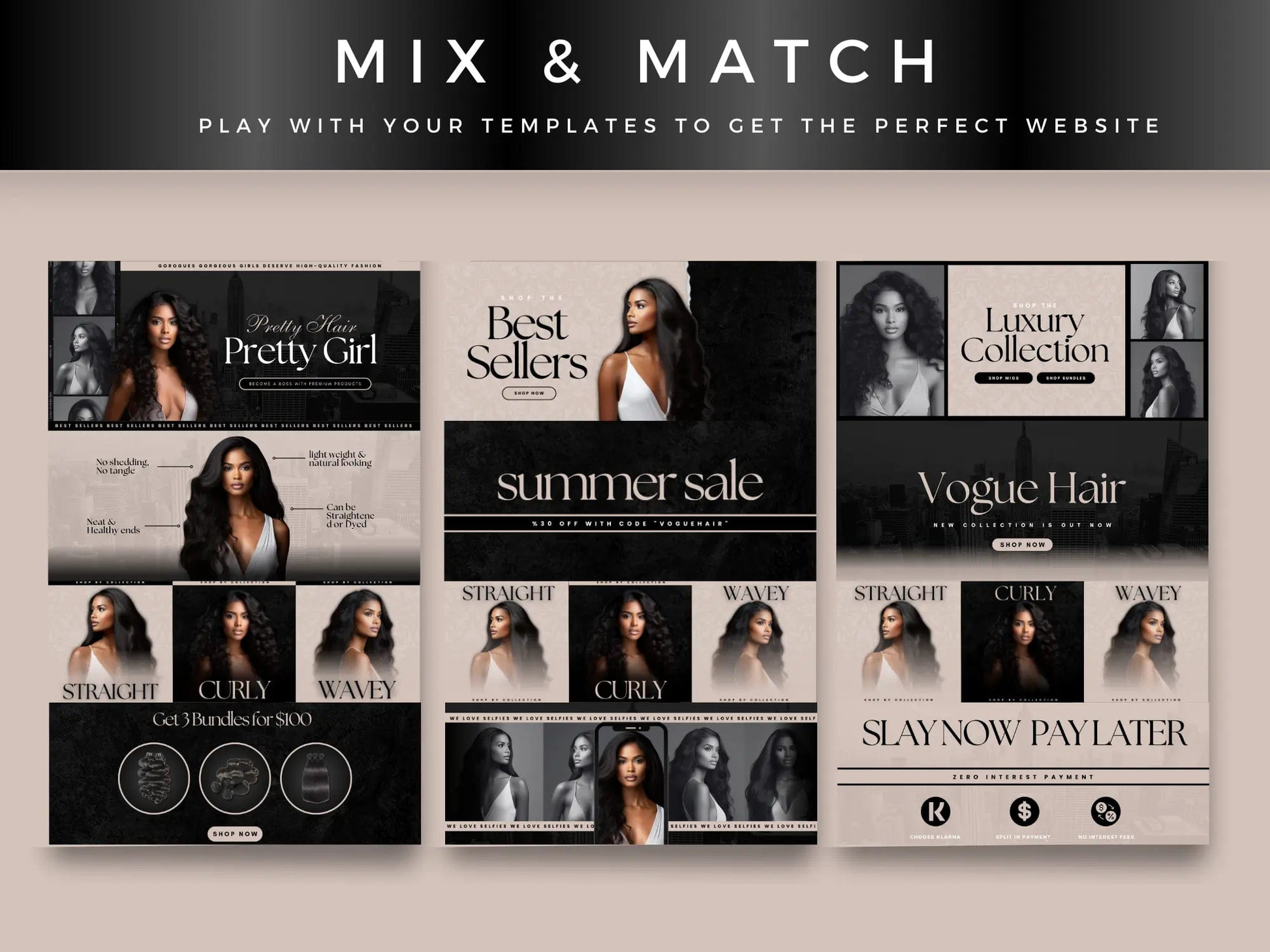 Editable Beige Hair Website Banners