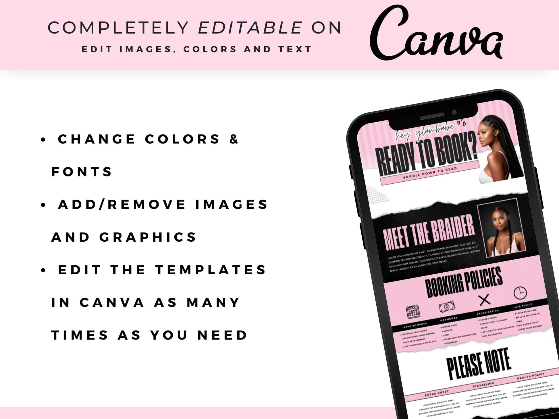 Pink Braiding Acuity Scheduling Site - Shaima Studio