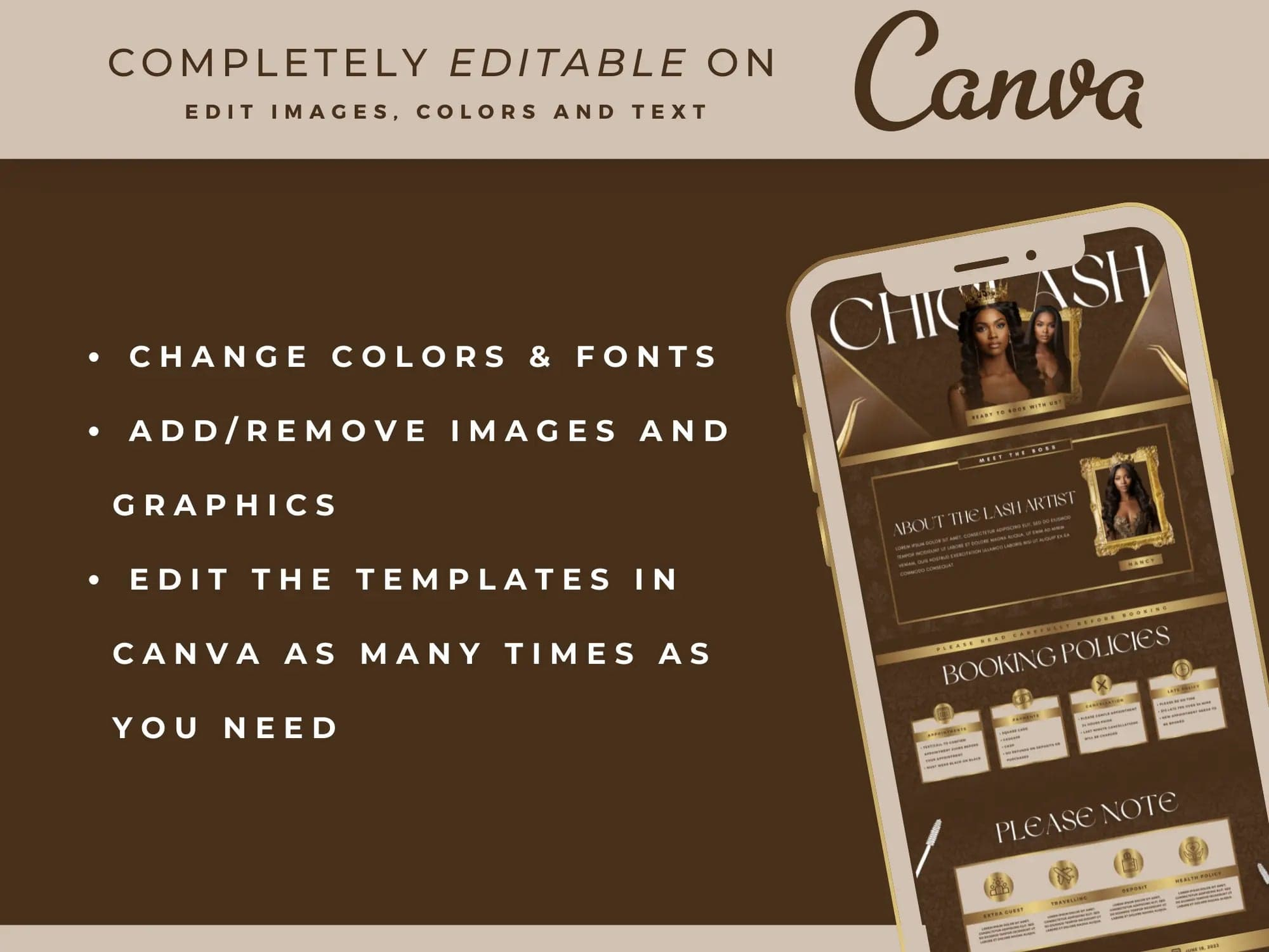 Brown & Gold Lash Tech Acuity Scheduling Site - Shaima Studio