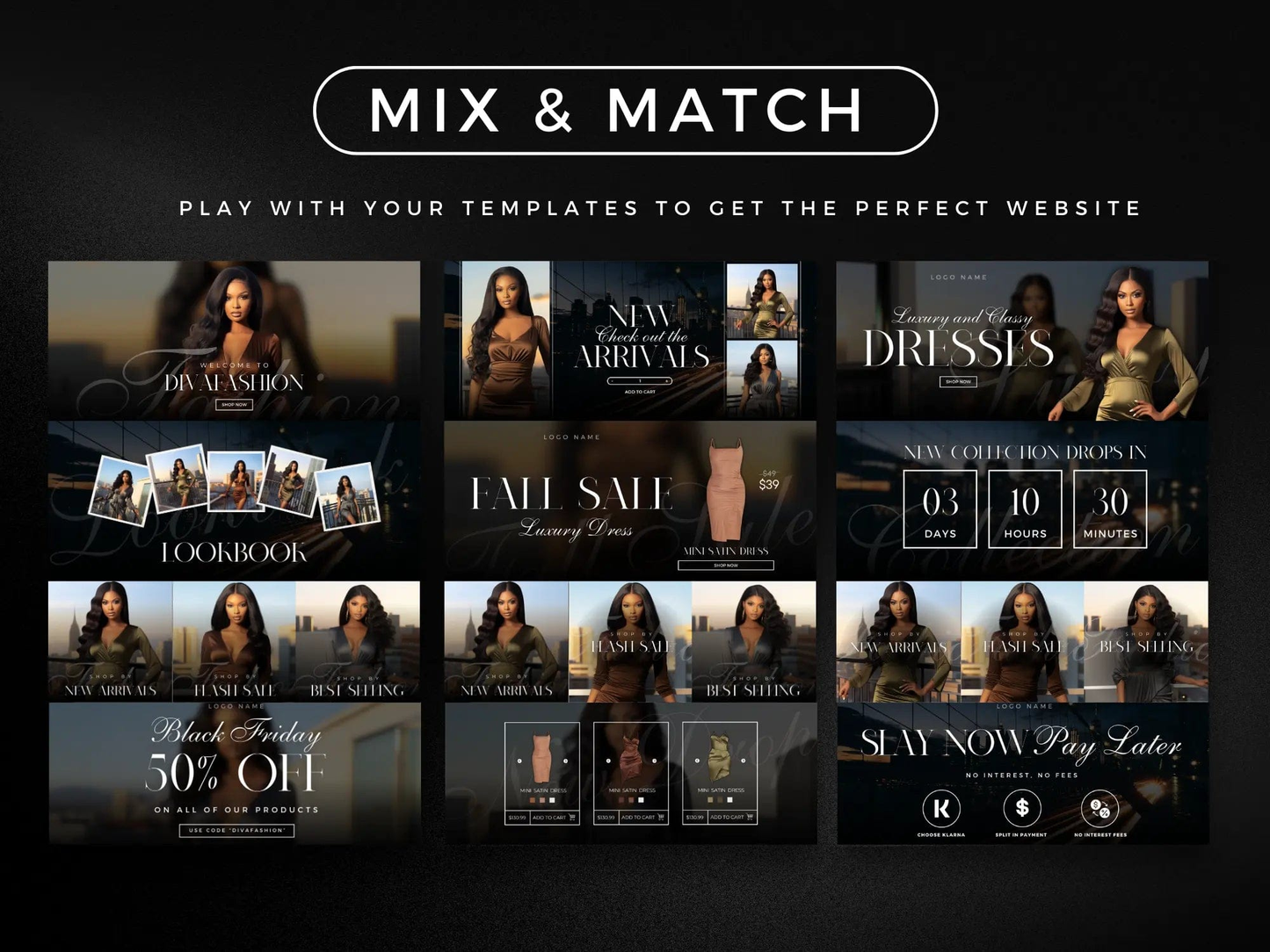 Editable Minimal Black Fashion Website Banners