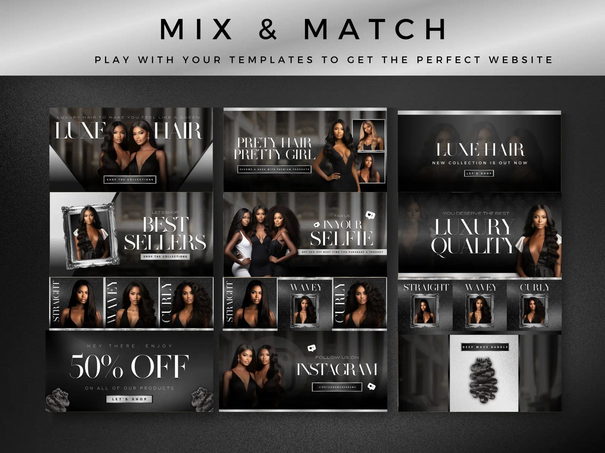 Editable Luxury Silver Hair Website Banners