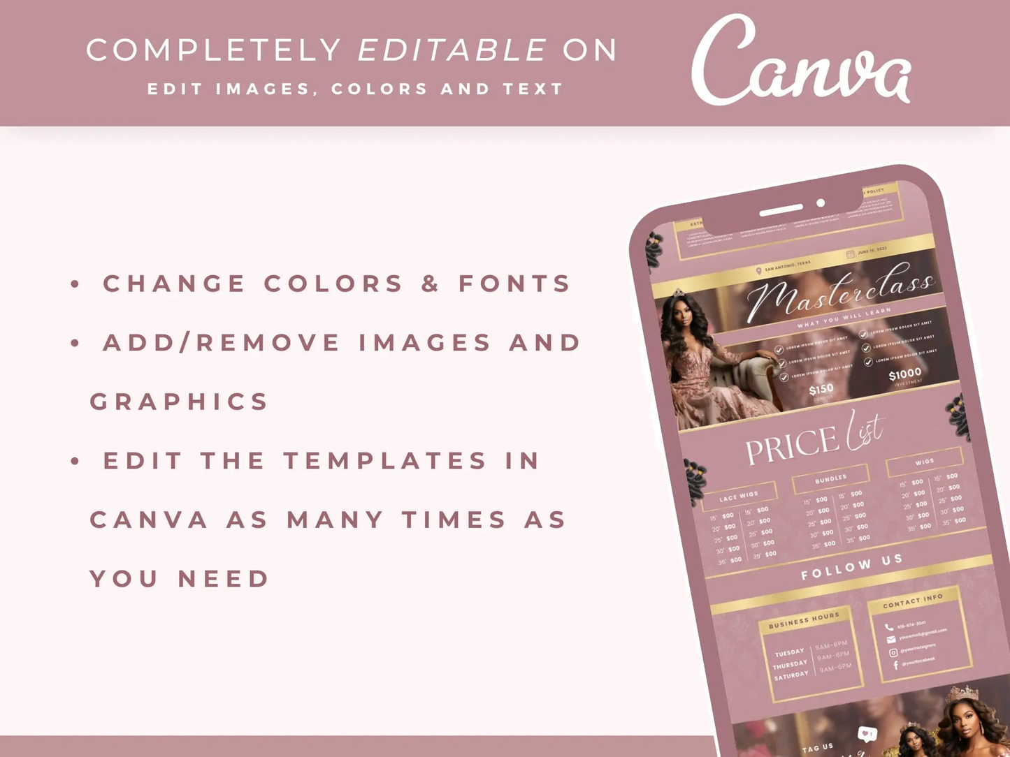 Rose Gold Hair Acuity Scheduling Site - Shaima Studio