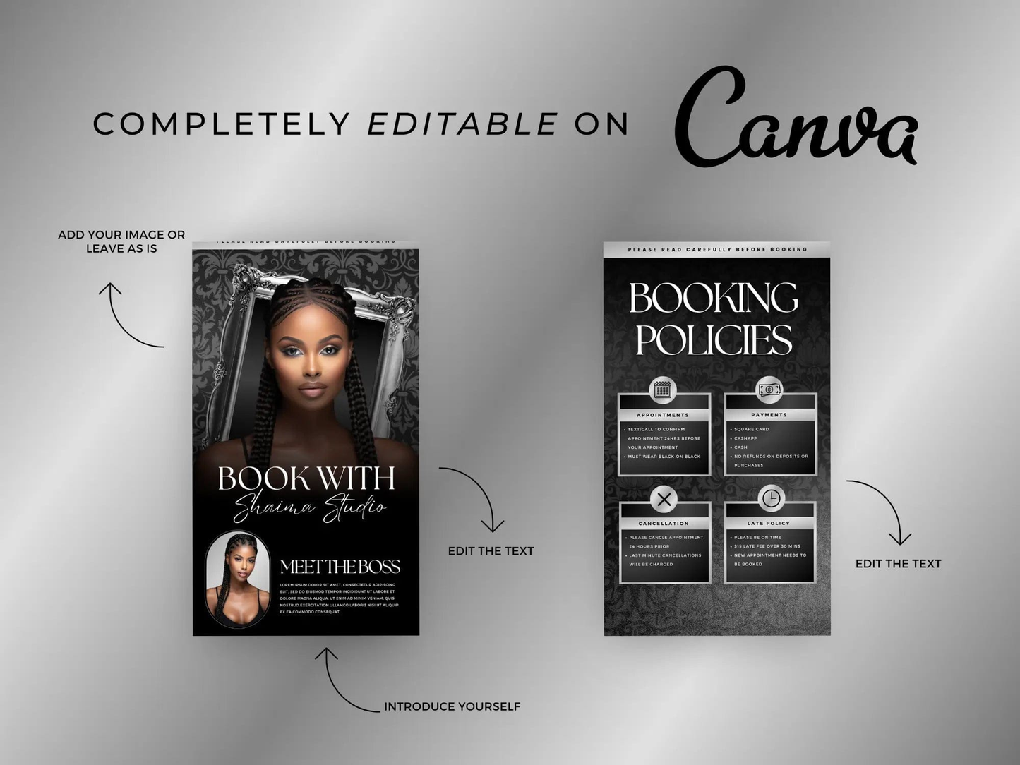 Silver & Black Acuity Scheduling Site - Shaima Studio