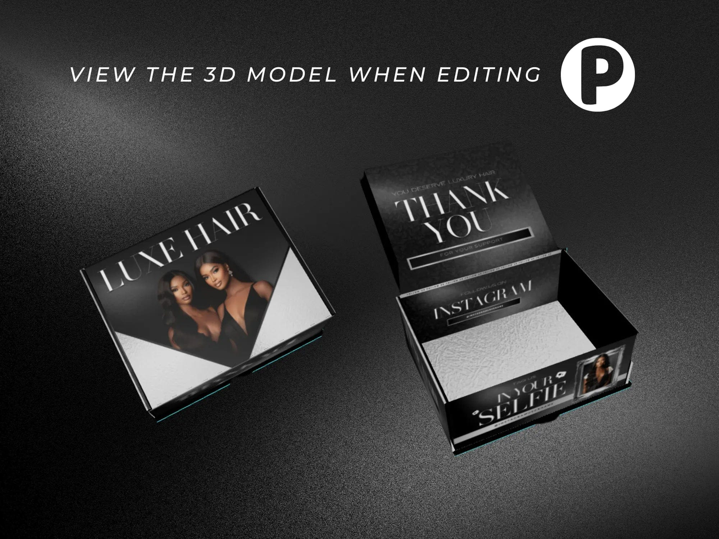 Silver Black Wig Mailer Box - Shaima Studio