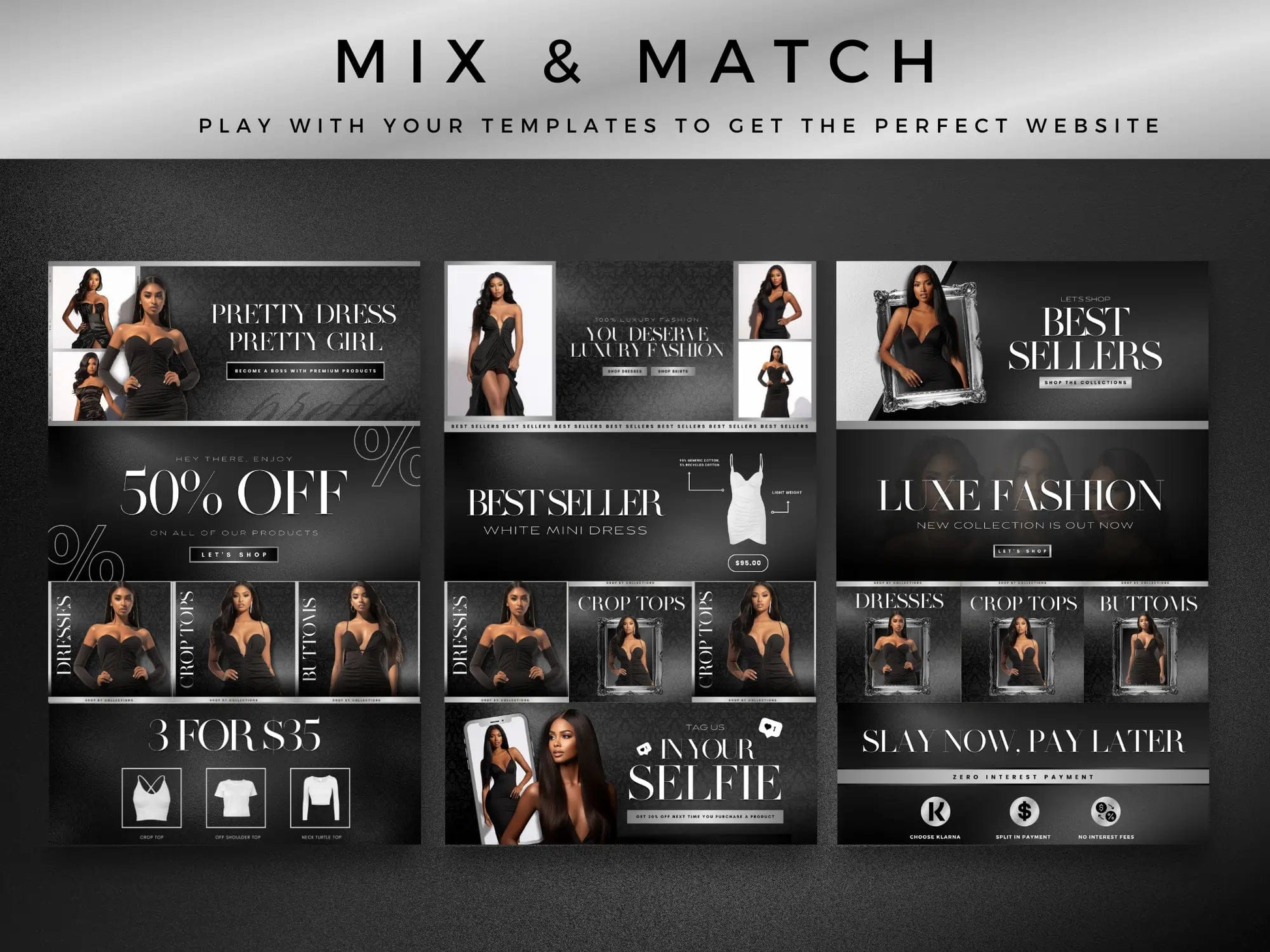 Editable Black & Silver Fashion Editable Banners 