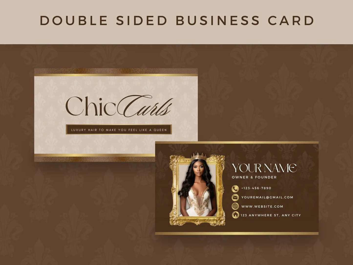 Brown & Gold Luxury Hair Branding Kit - Shaima Studio