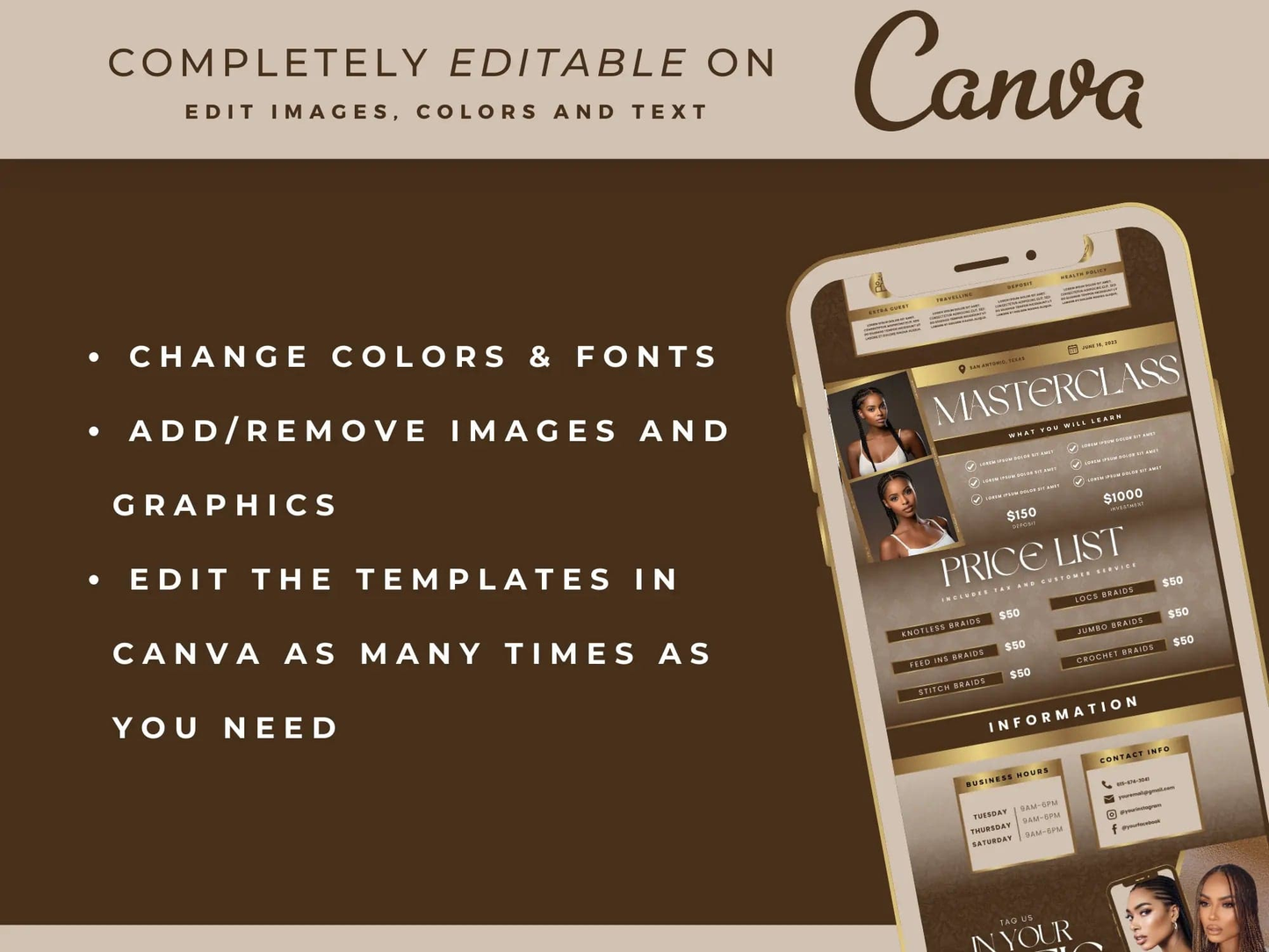 Brown & Gold Braiding Acuity Scheduling Site - Shaima Studio