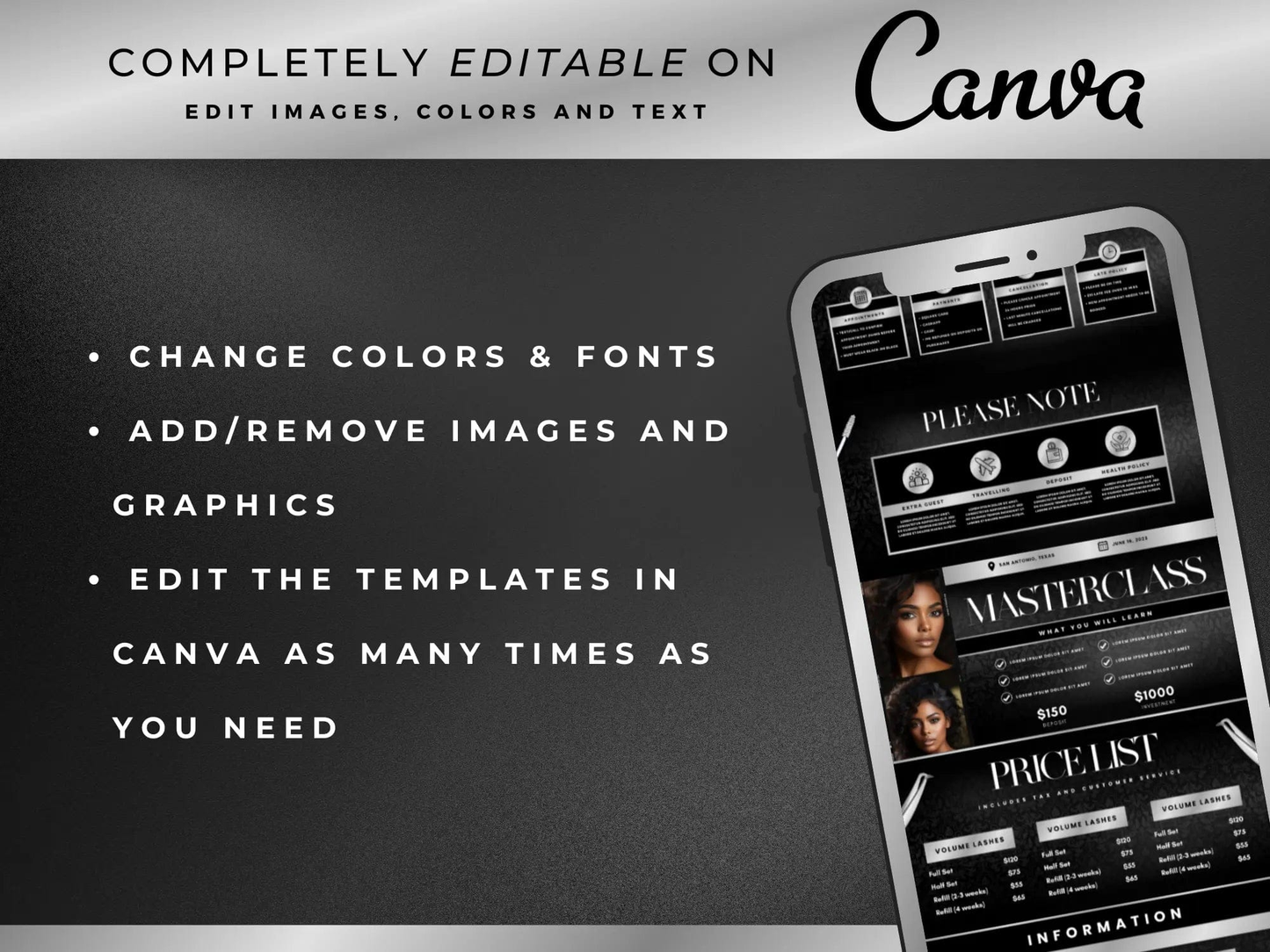Black & Silver Lash Tech Acuity Scheduling Site - Shaima Studio