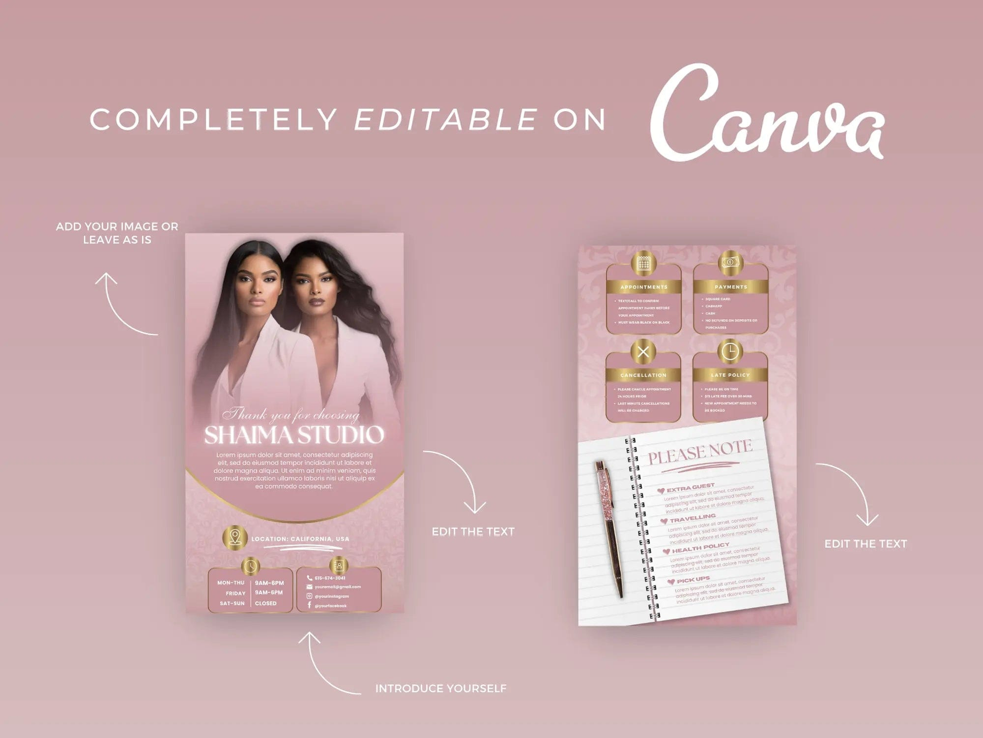 Rose Gold Feminine Acuity Site Template - Shaima Studio