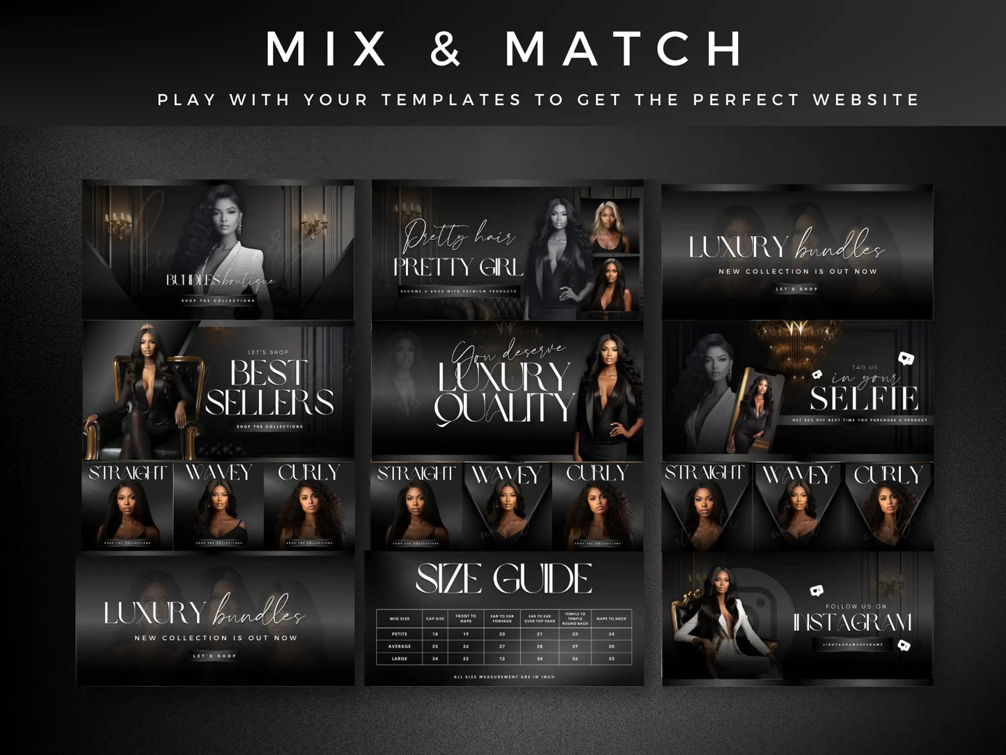Editable Luxury Black Hair Website Banners 