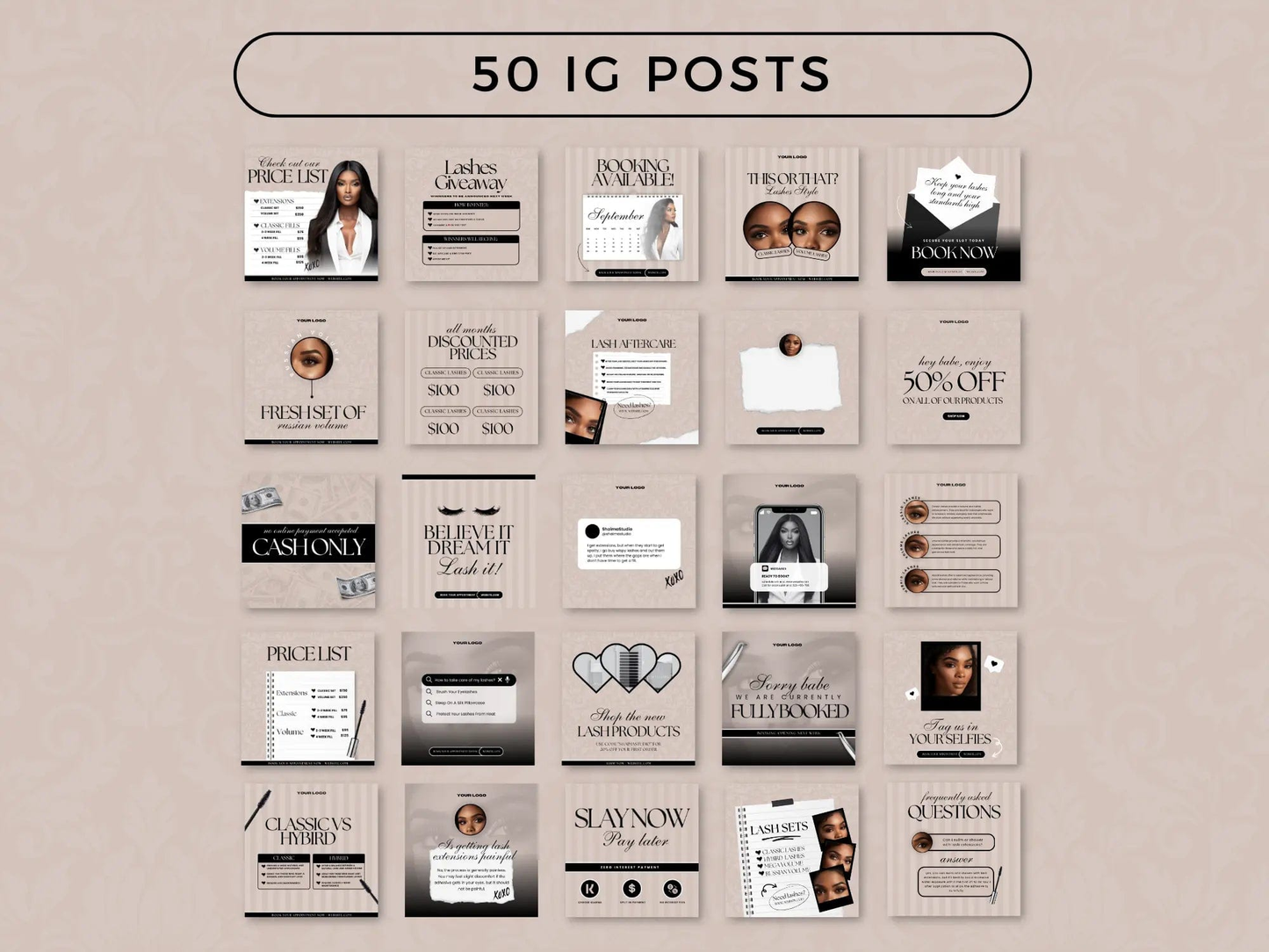 Beige Lash Tech Instagram Kit - Shaima Studio