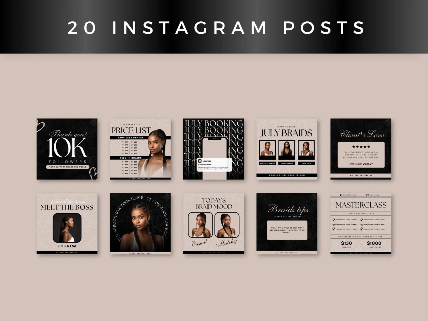 Beige Braiding Instagram Kit - Shaima Studio