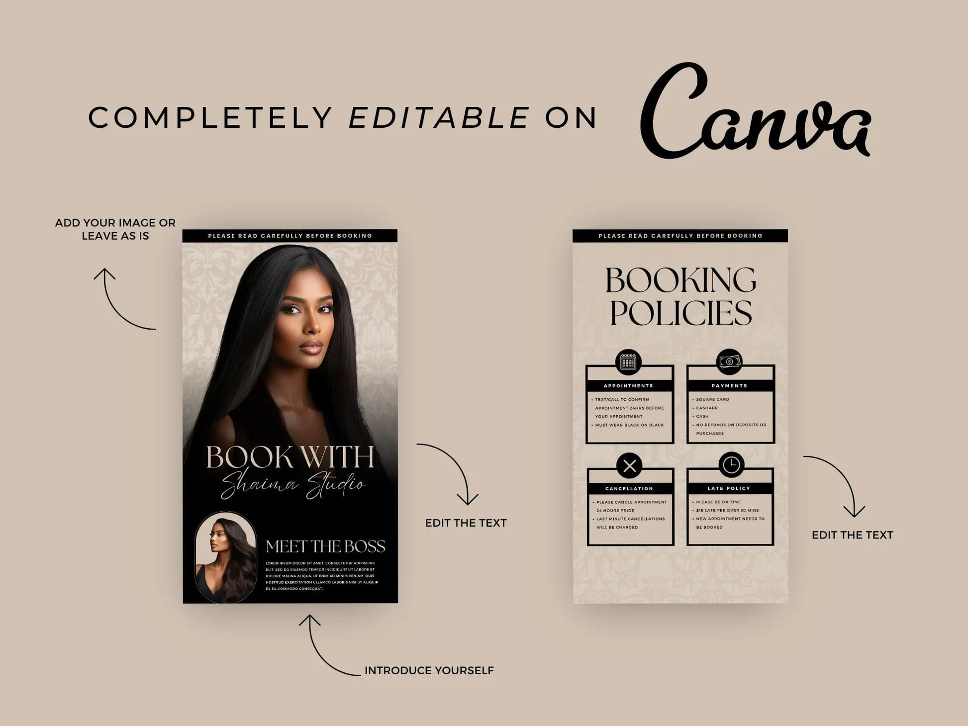 Beige & Black Acuity Scheduling Template - Shaima Studio