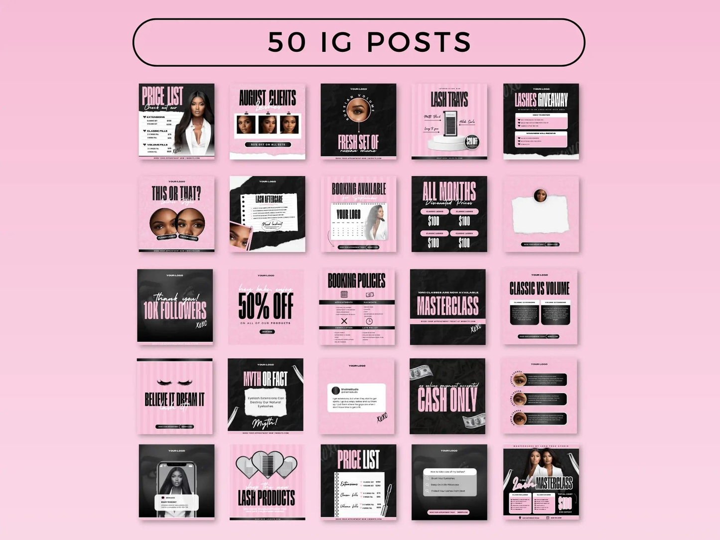 Pink Lash Tech Instagram Kit - Shaima Studio