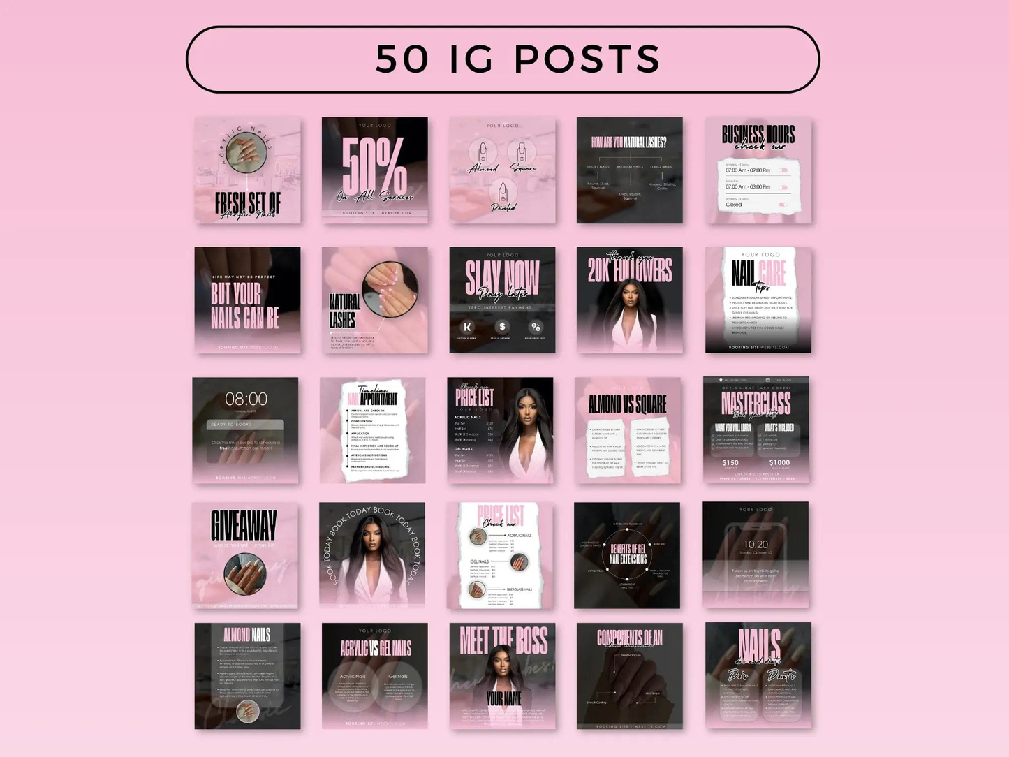 Pink & Black Nail Tech Instagram Kit - Shaima Studio