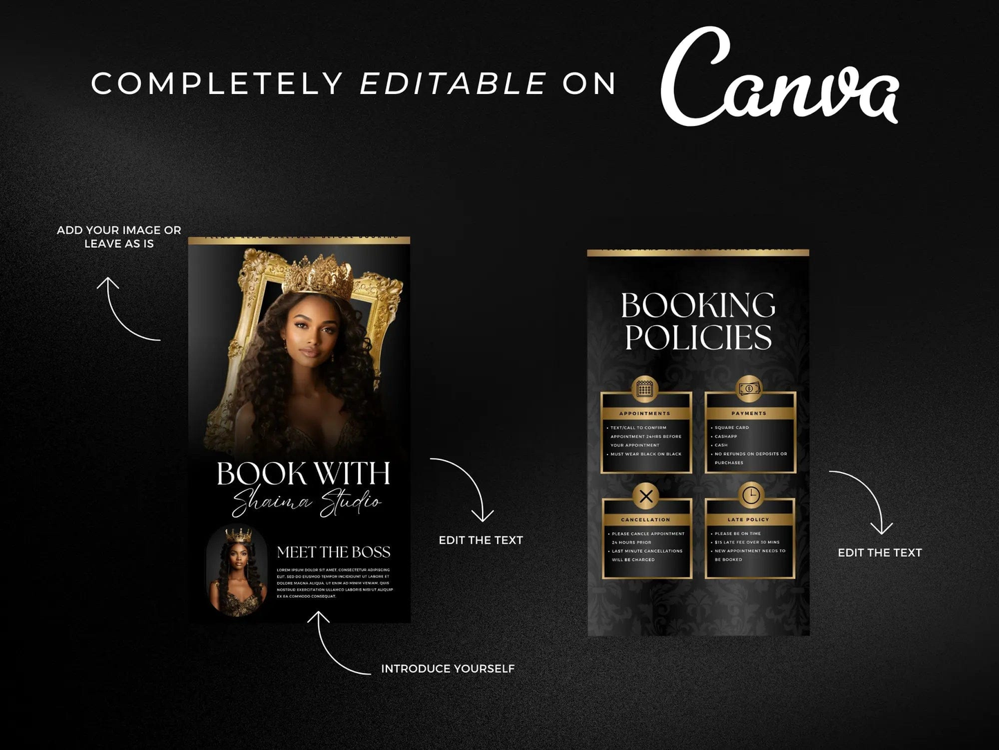 Gold & Black Acuity Scheduling Site - Shaima Studio