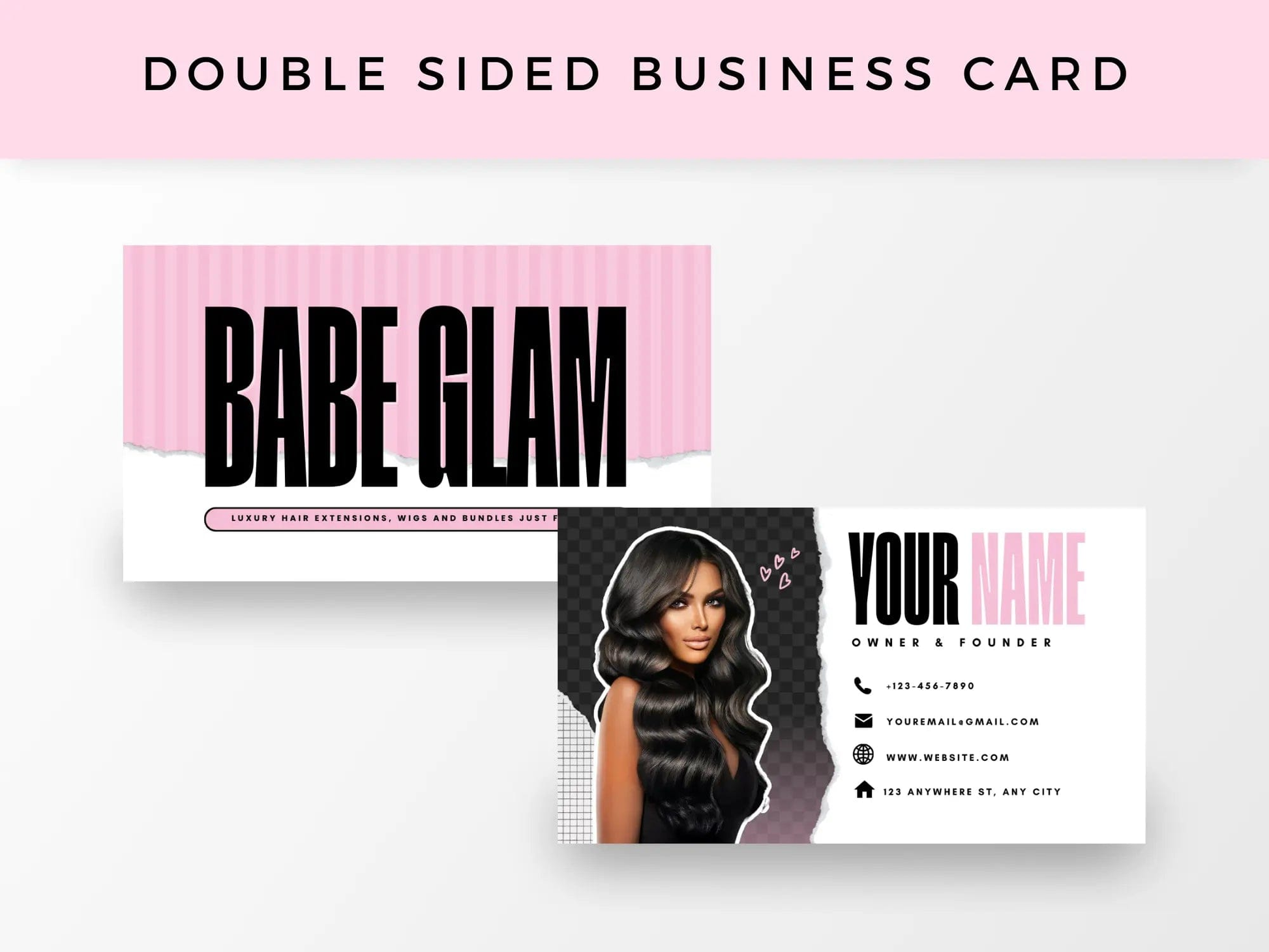 Pink Luxury Hair Branding Kit - Shaima Studio