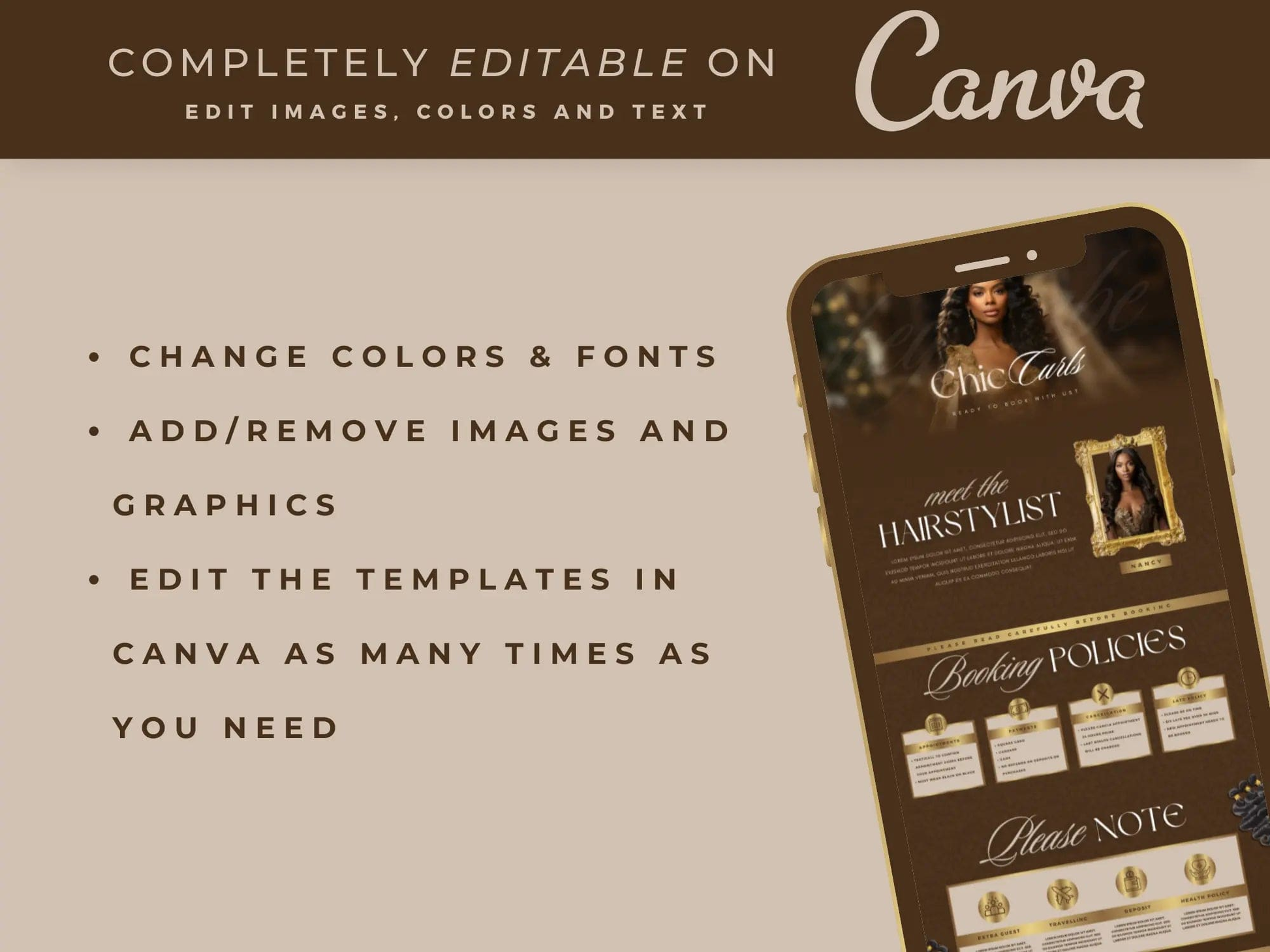 Gold & Brown Hair Acuity Scheduling Site - Shaima Studio