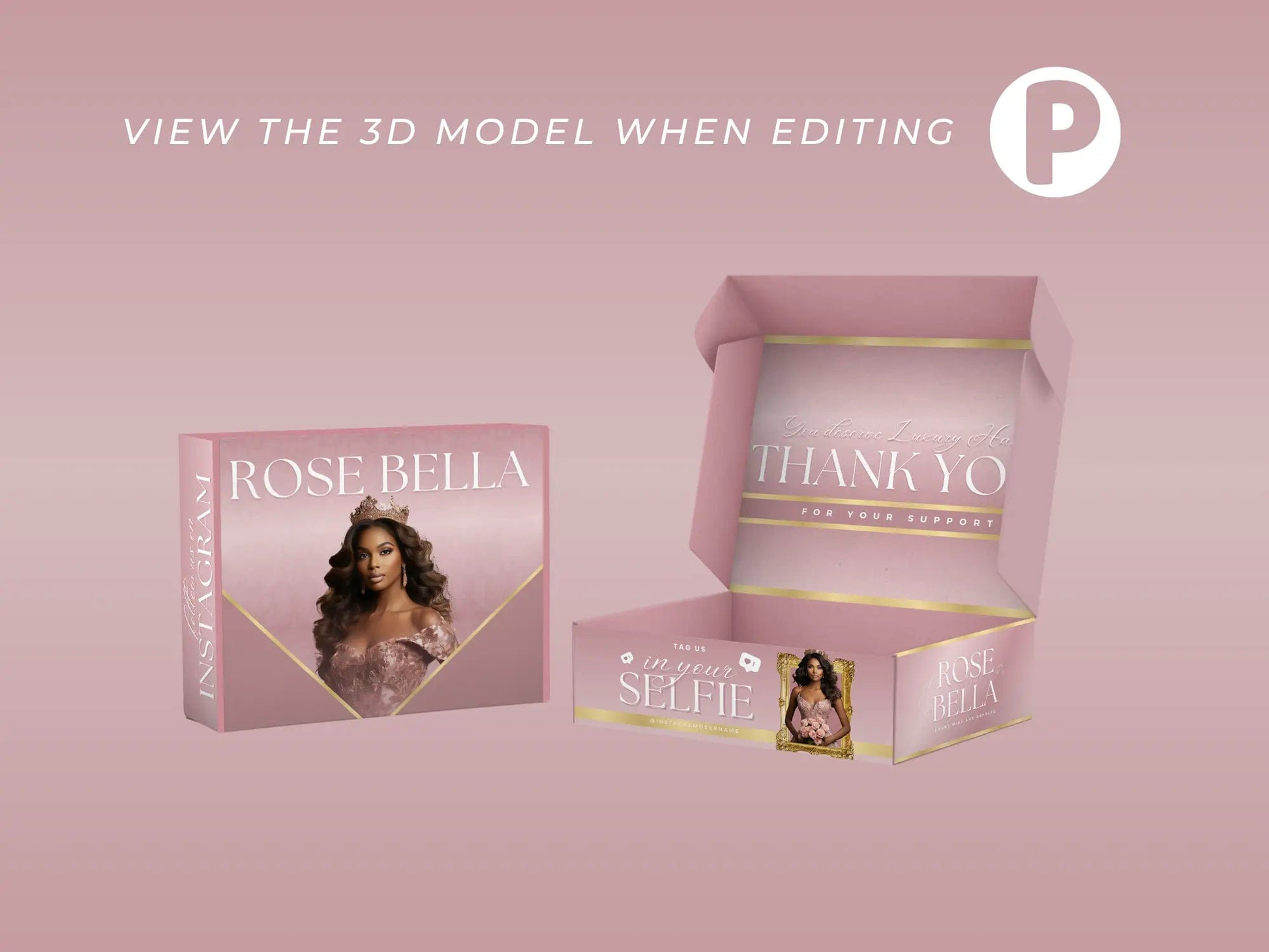 Rose Gold Wig Mailer Box - Shaima Studio