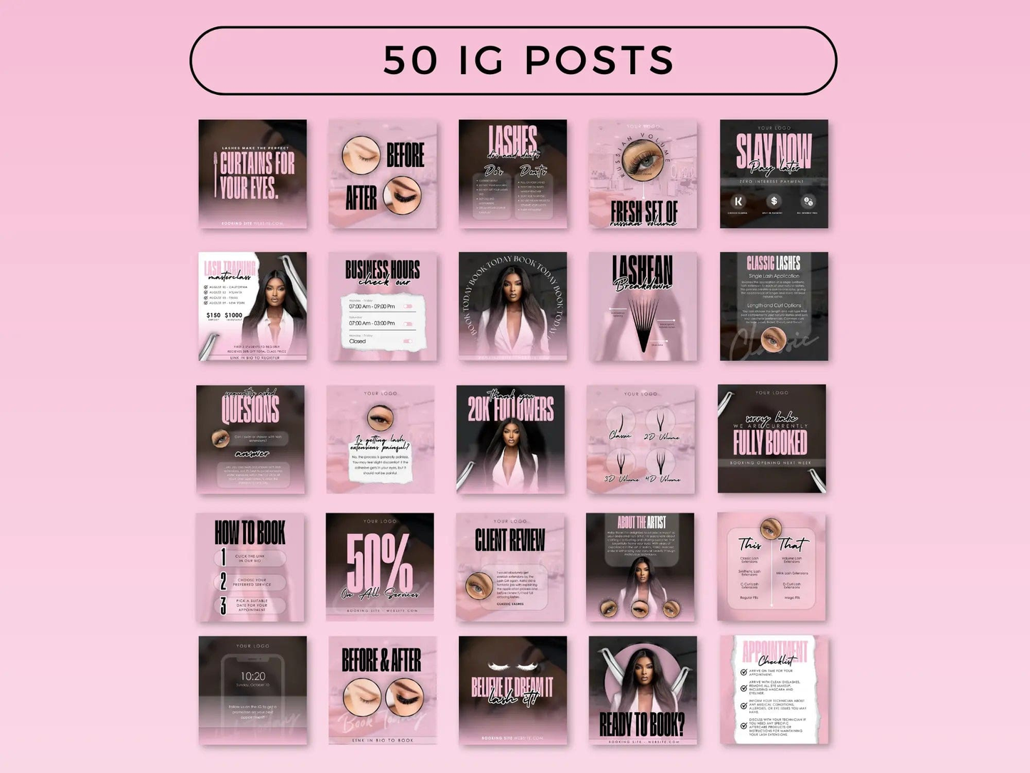 Luxury Pink Lash Tech Instagram Kit - Shaima Studio