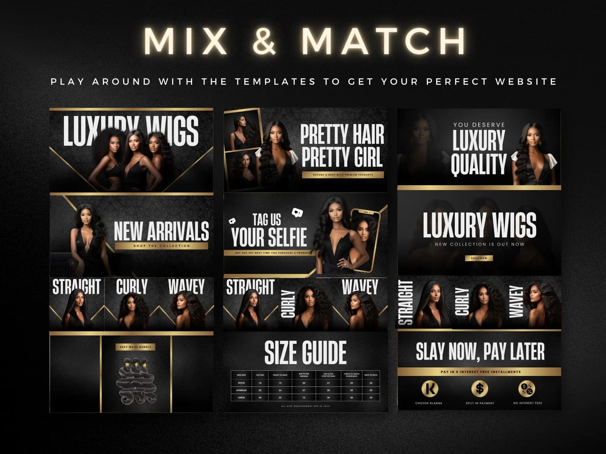 Editable Gold & Black Hair Website Banners