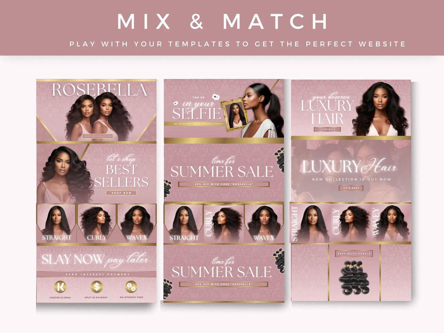 Editable Rose Gold Hair Website Banners 
