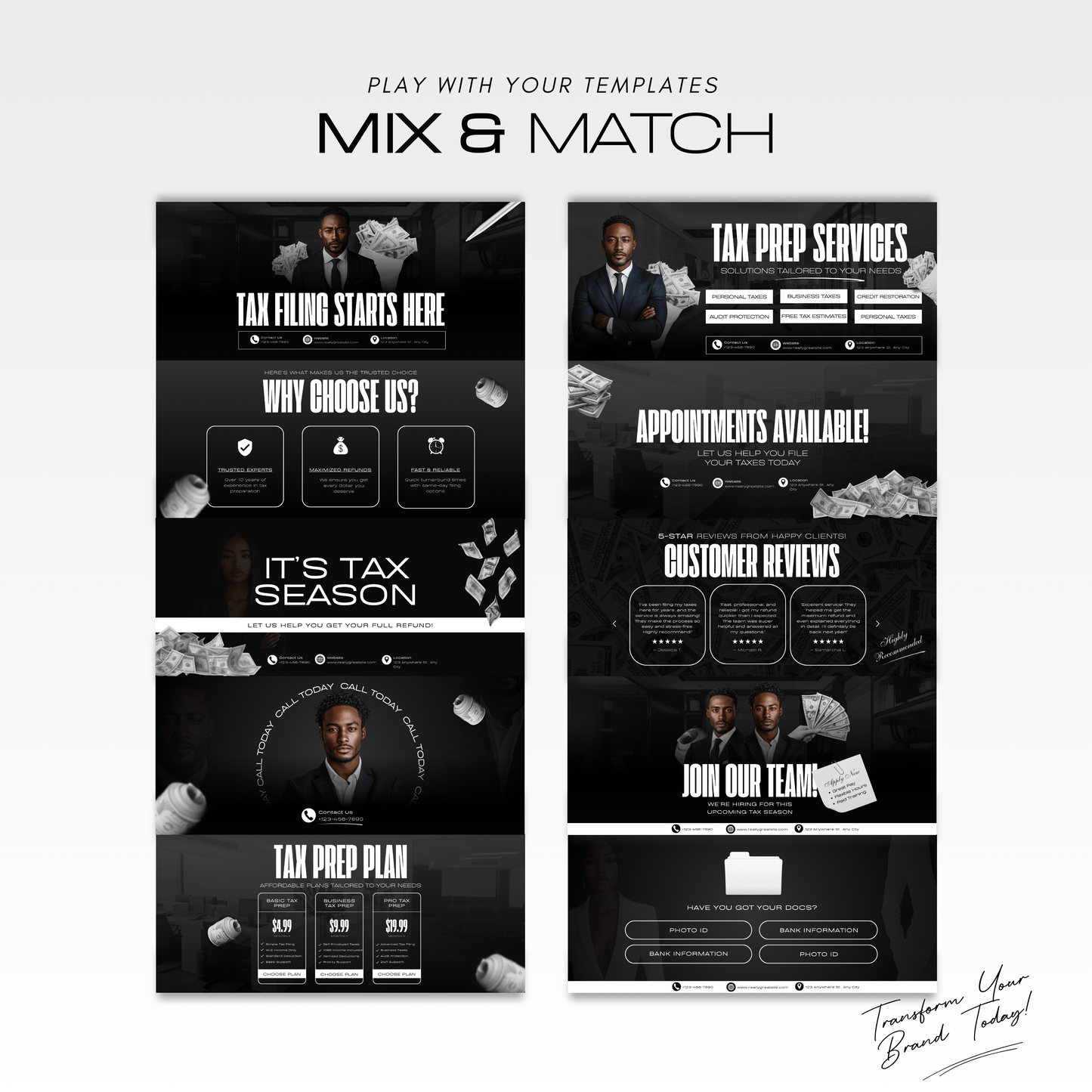 60 Noir Luxury Tax Prep Banners | Elite Black Accountant Website Templates