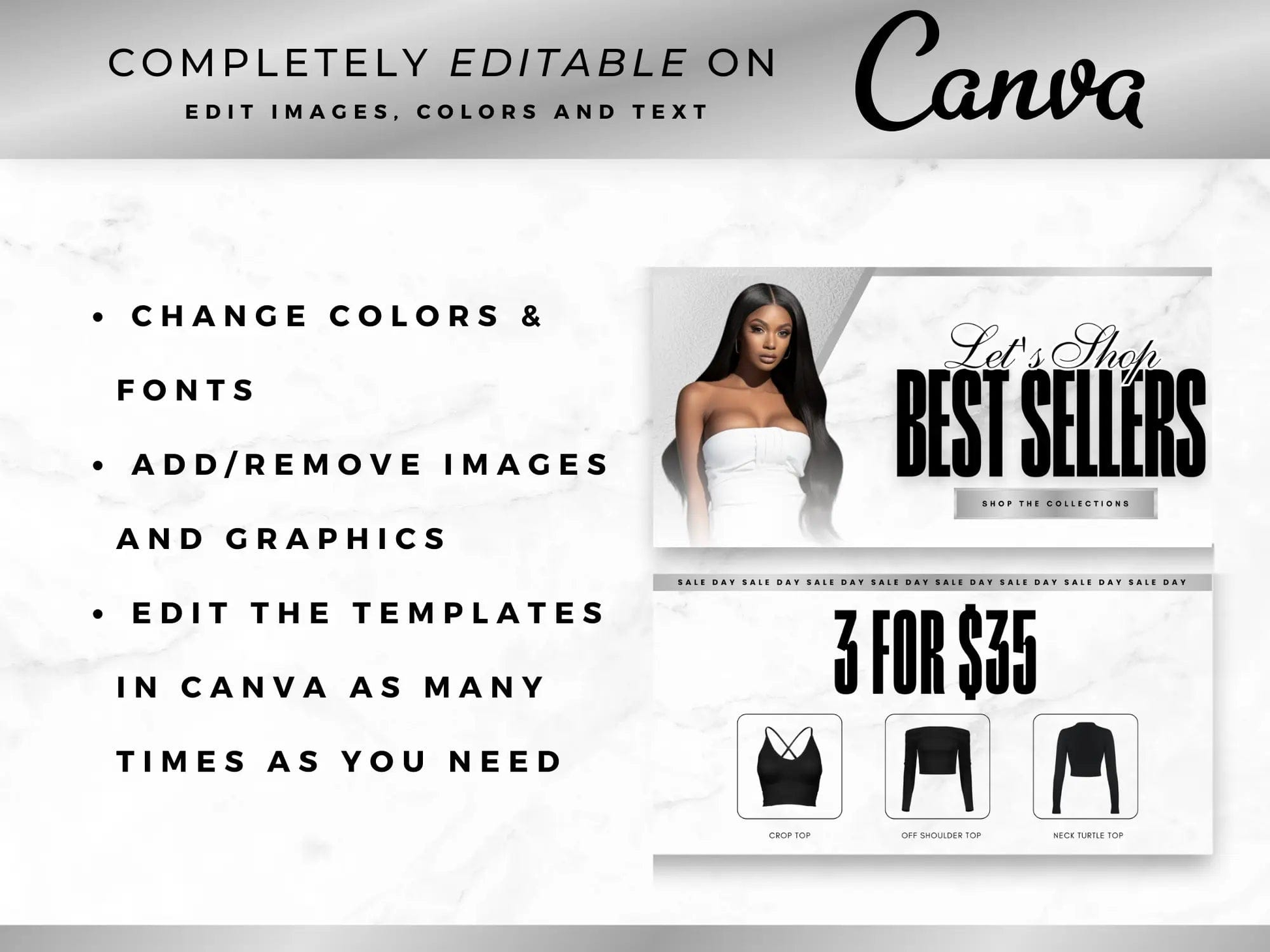 White & Silver Fashion Website Banners - Canva