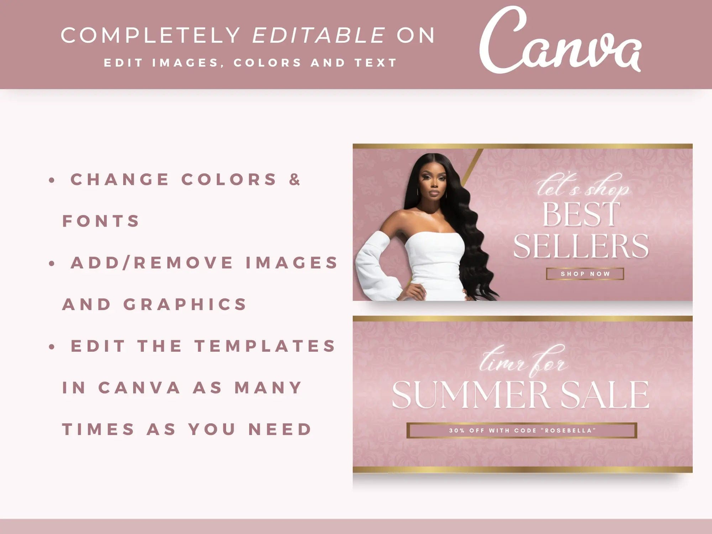 Canva Rose Gold Fashion Website Banners