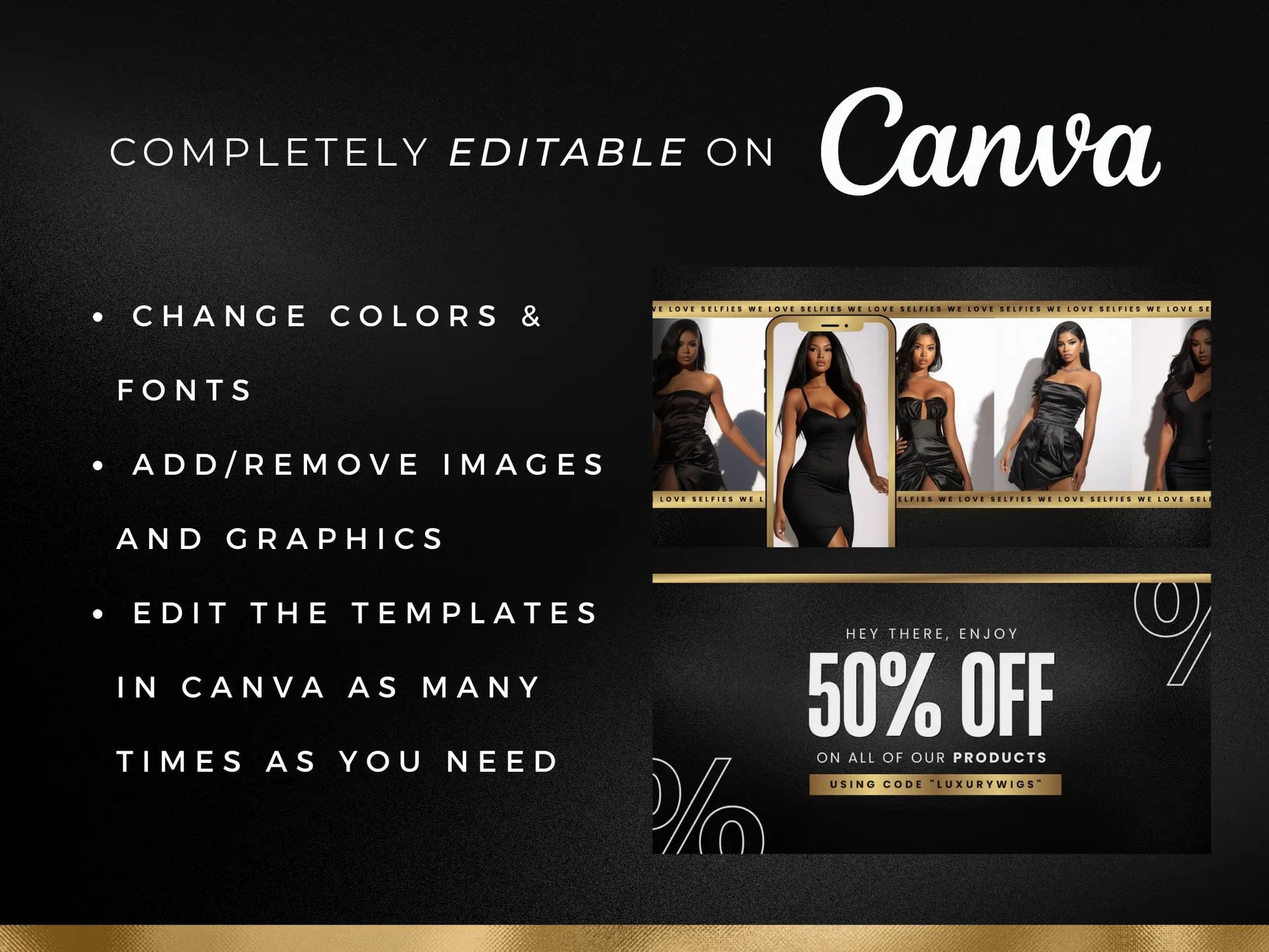 Canva Black & Gold Fashion Website Banners