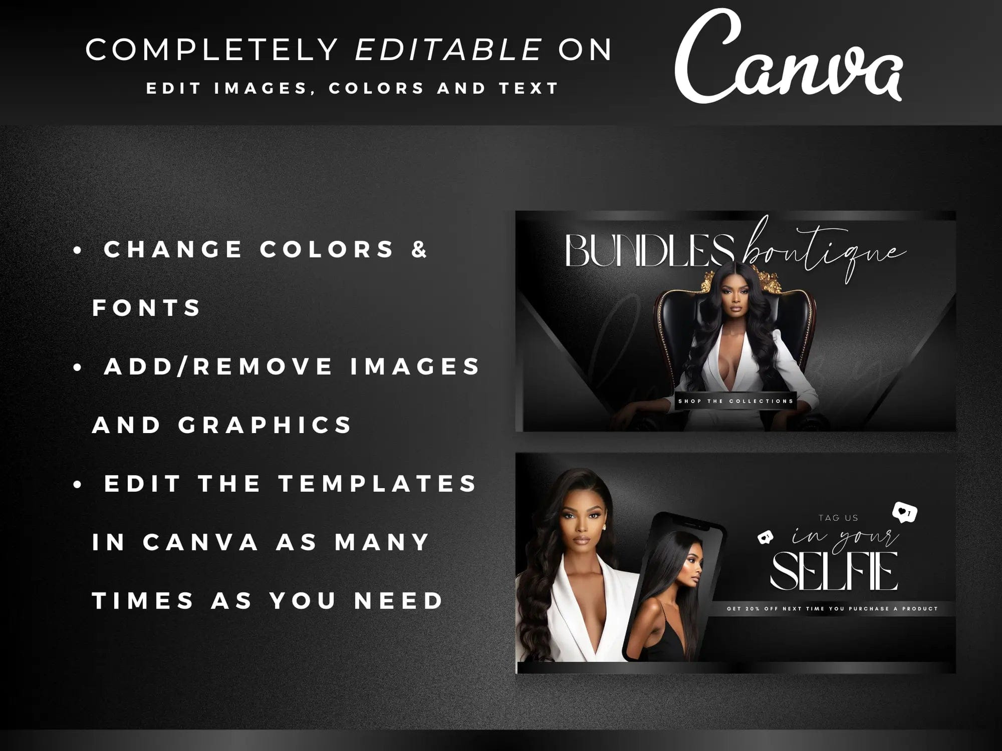 Classy Black Hair Website Banners Canva