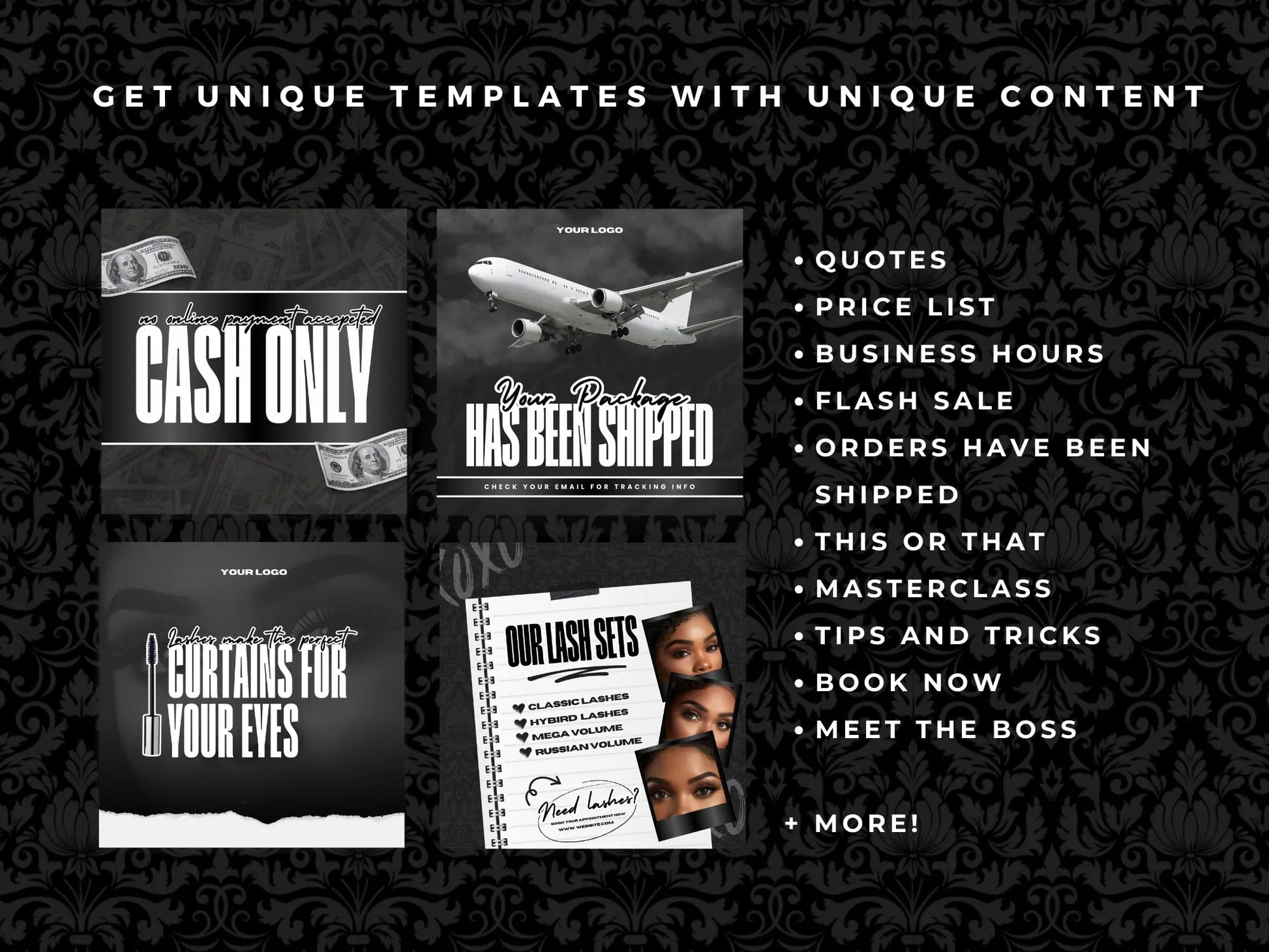 Black & White Lash Tech Instagram Kit - Shaima Studio