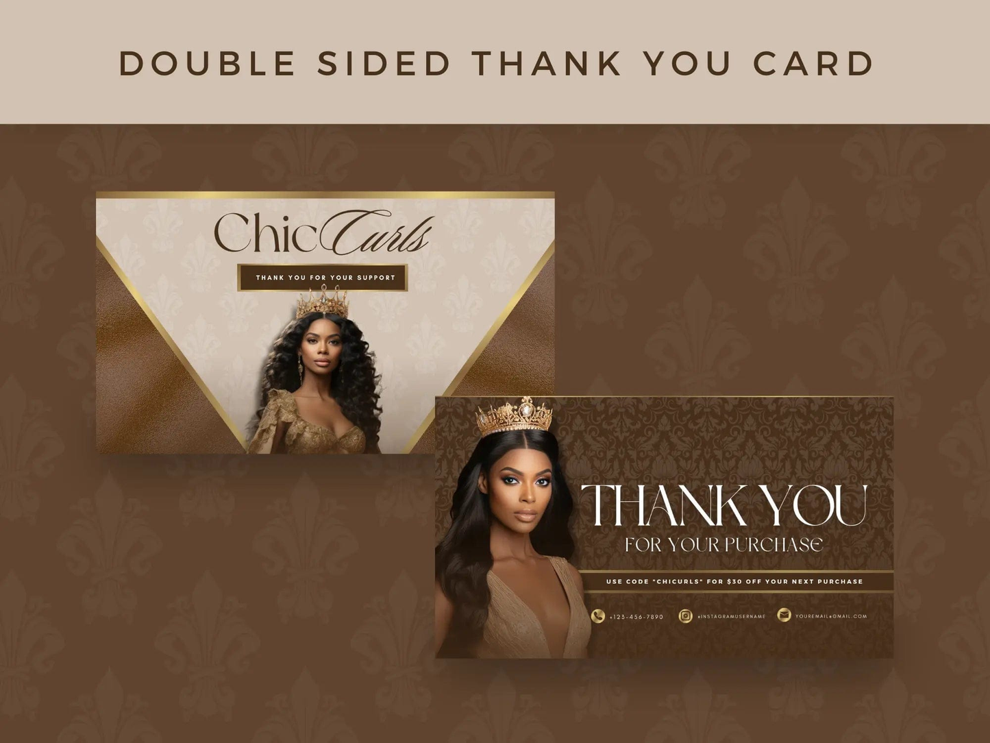 Brown & Gold Luxury Hair Branding Kit - Shaima Studio