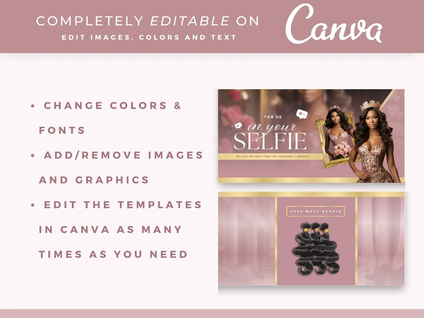 Canva Luxury Rose Gold Hair Website Banners 