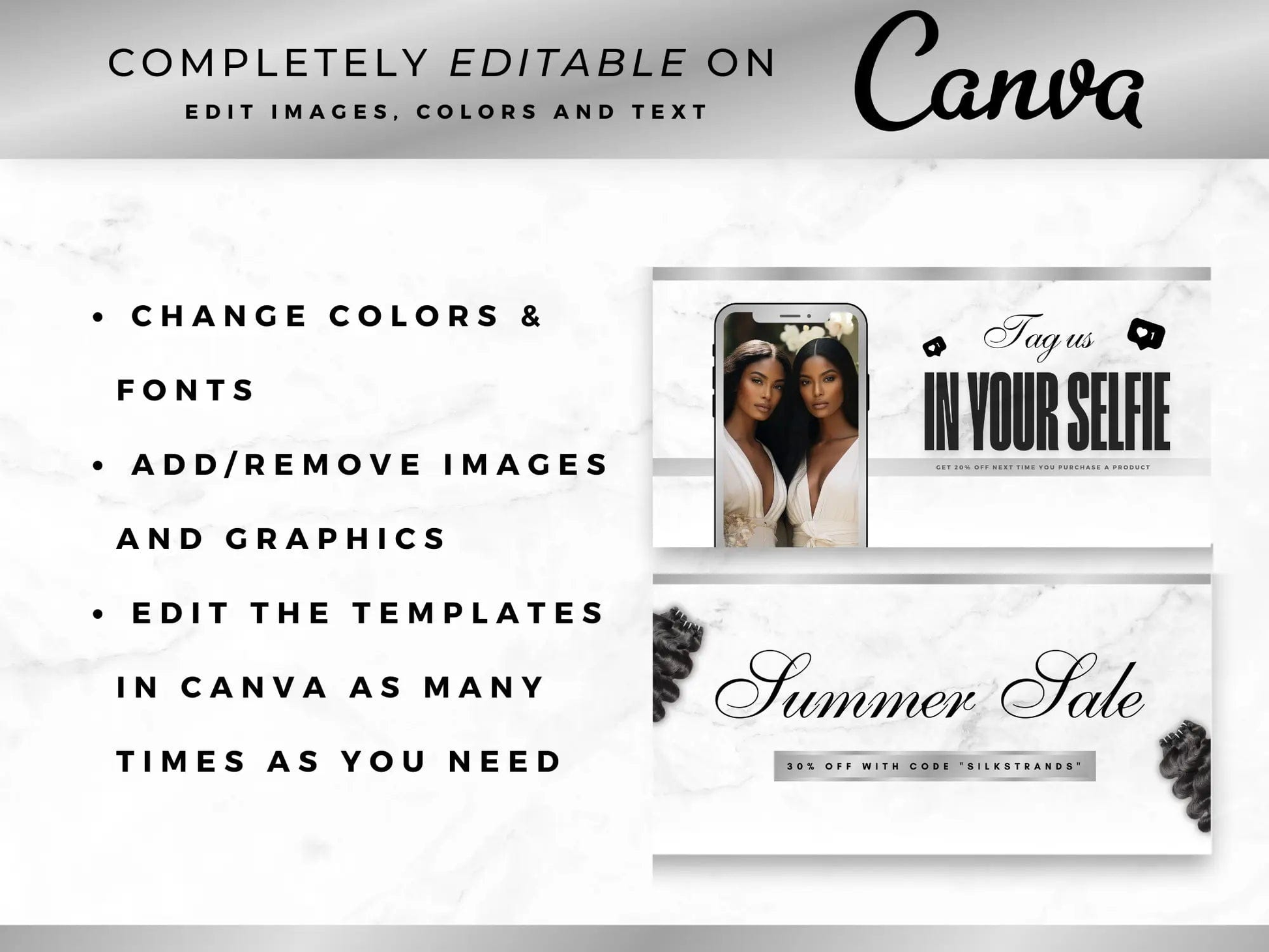 Silver & White Hair Website Banners Canva