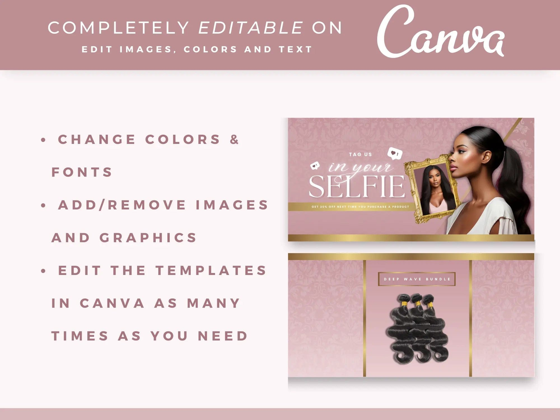 Canva Rose Gold Hair Website Banners  