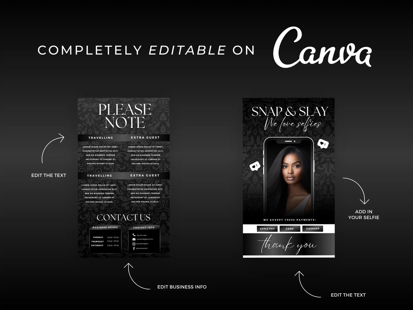 Black Classy Acuity Scheduling Template - Shaima Studio