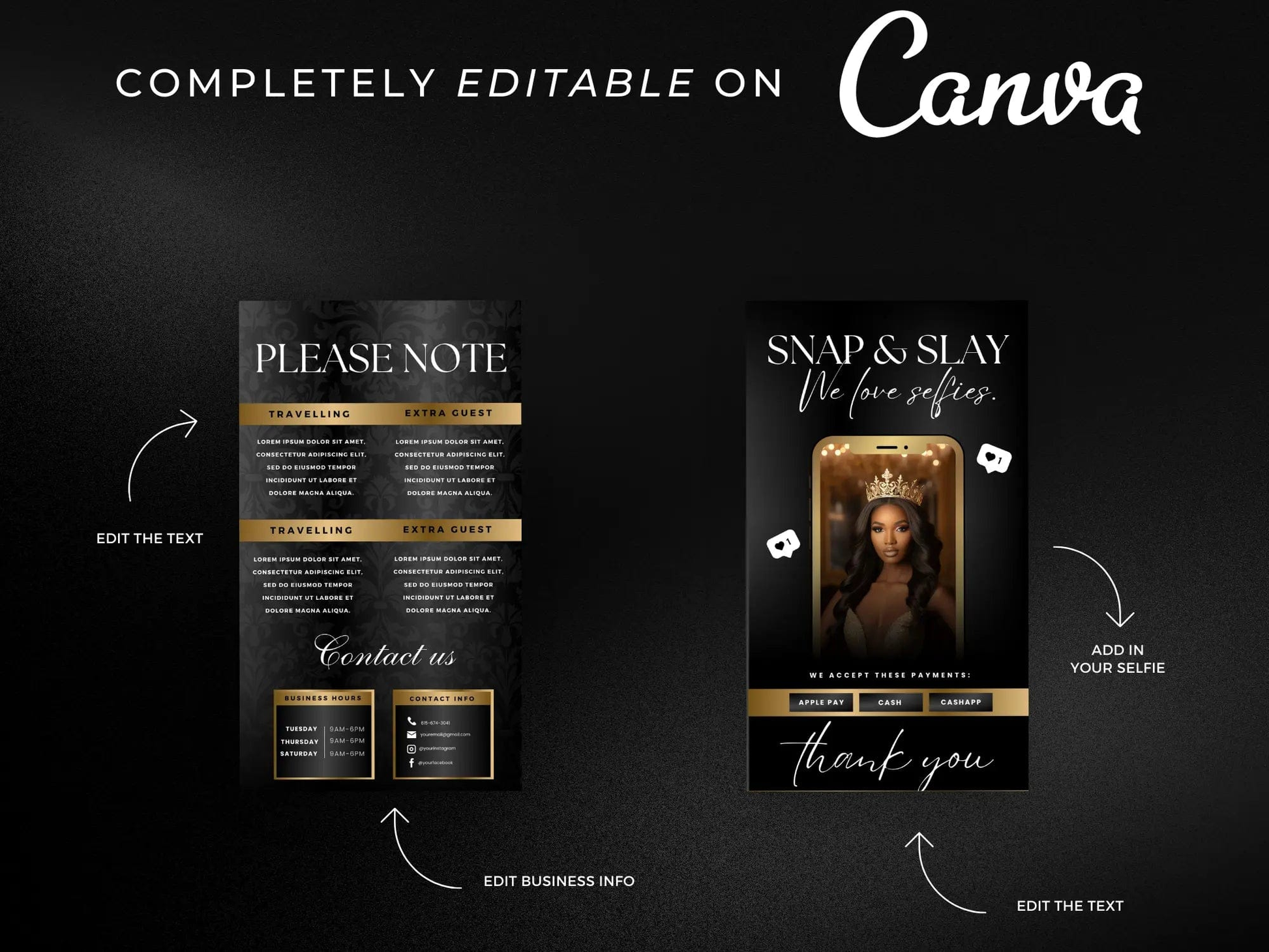 Gold & Black Acuity Scheduling Site - Shaima Studio