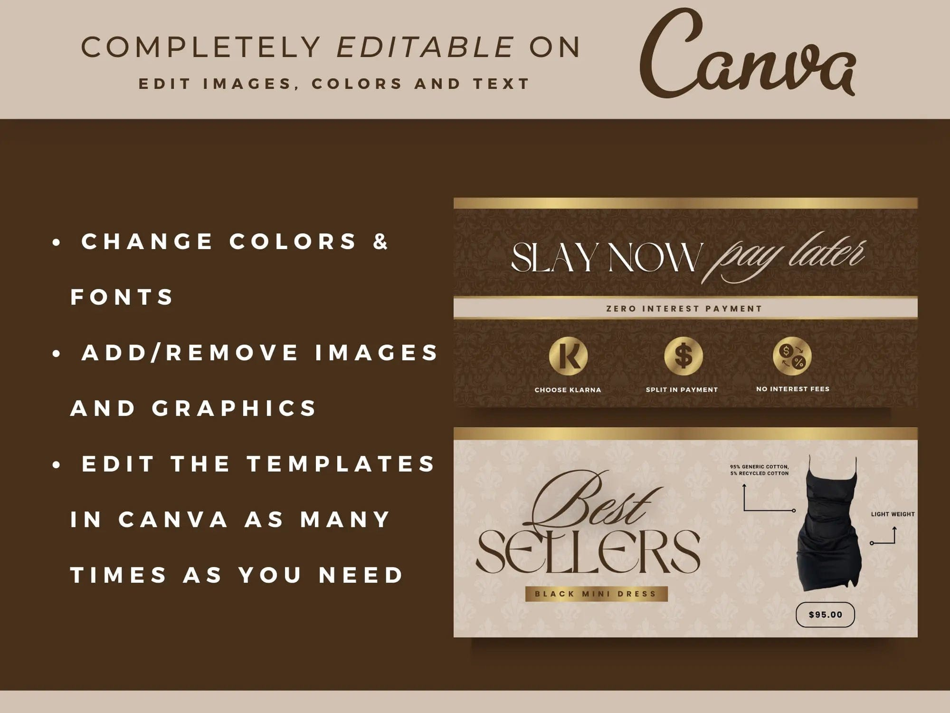 Canva Brown Gold Fashion Websitr Banners