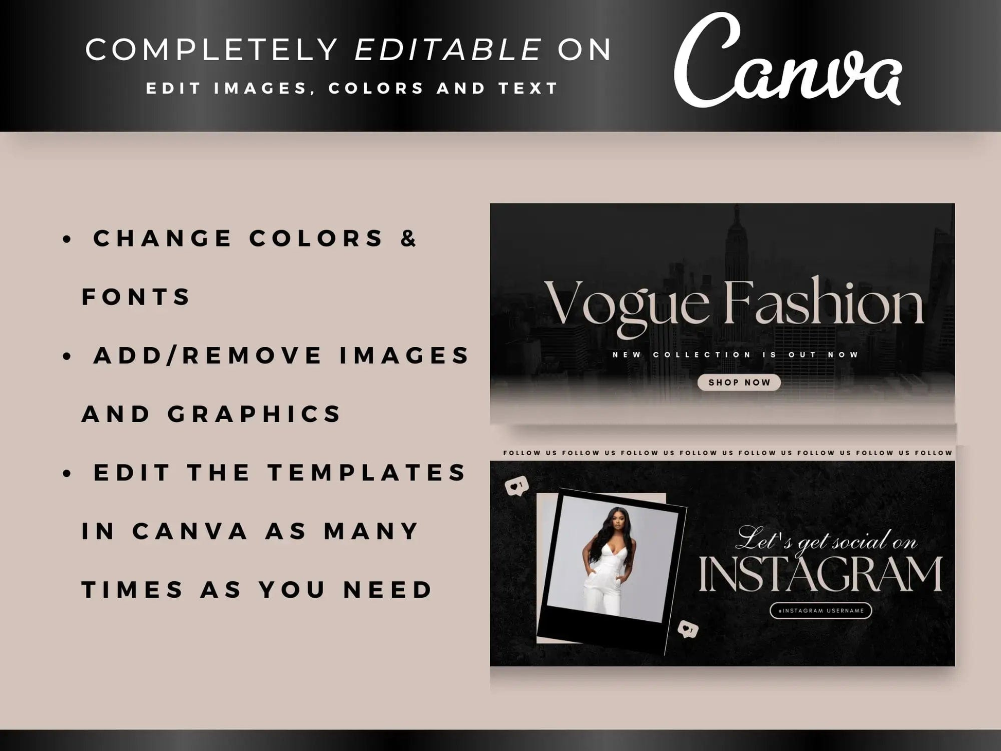 Editable Beige Fashion Website Banners 